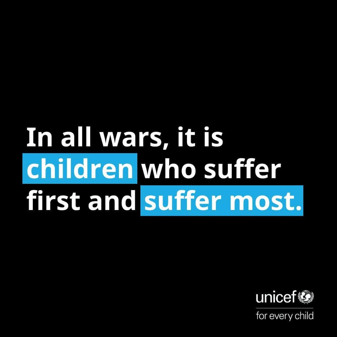 のインスタグラム：「The situation for children in the Middle East is catastrophic, with unrelenting bombing and a massive increase in the displacement of children and families.  Children have been killed and injured.  UNICEF is continuing to respond to the critical needs of children across the Gaza Strip, but access is becoming increasingly difficult and dangerous.   We need an immediate humanitarian pause to ensure unhindered and safe access to children in need, no matter who they are or where they are. There are rules of war. Children in Gaza need lifesaving support and every minute counts.」