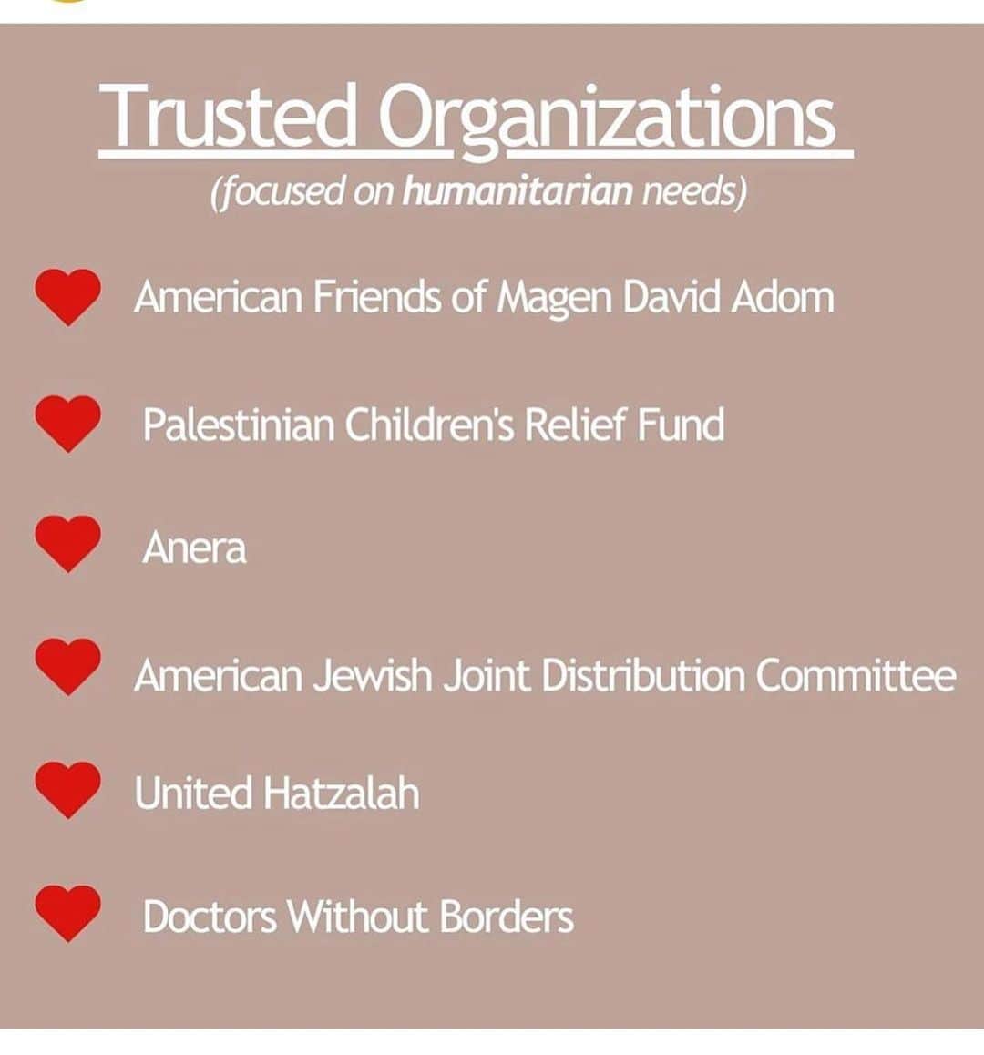 ダニエラ・ルーアのインスタグラム：「Thank you for compiling these @mercedesmason ! Donate if you can, every little will help victims on both sides of this horrendous war ♥️🫶🏼 . #Repost @mercedesmason ・・・ Please help if you can. Civilians should never have to pay the price of war mongering psychopaths. Don’t let misinformation and propaganda blind you to the innocent lives being lost.   Thank you to these organizations for what you do! @doctorswithoutborders  @unitedhatzalahofisrael  @aneraorg  @thepcrf  @jdcjoint  @magen_david_adom_america   #ChooseKindness #ChooseLove」