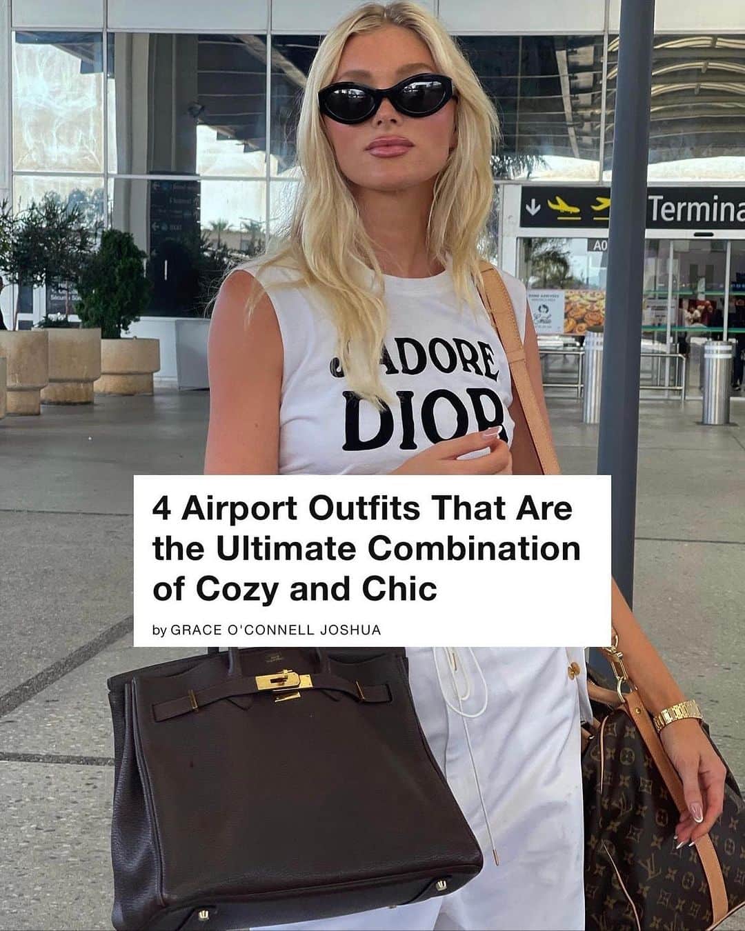 WHO WHAT WEARさんのインスタグラム写真 - (WHO WHAT WEARInstagram)「As exciting as travel is, we all know going through the motions of checking bags and airport security can be a bit of a drag. To keep our spirits high, we like to curate chic airport outfits so that we can feel our best amidst the stress. With comfort top of mind, we put together 4 easy travel outfit ideas at the link in our bio.  photo: @hoskelsa」10月15日 6時28分 - whowhatwear
