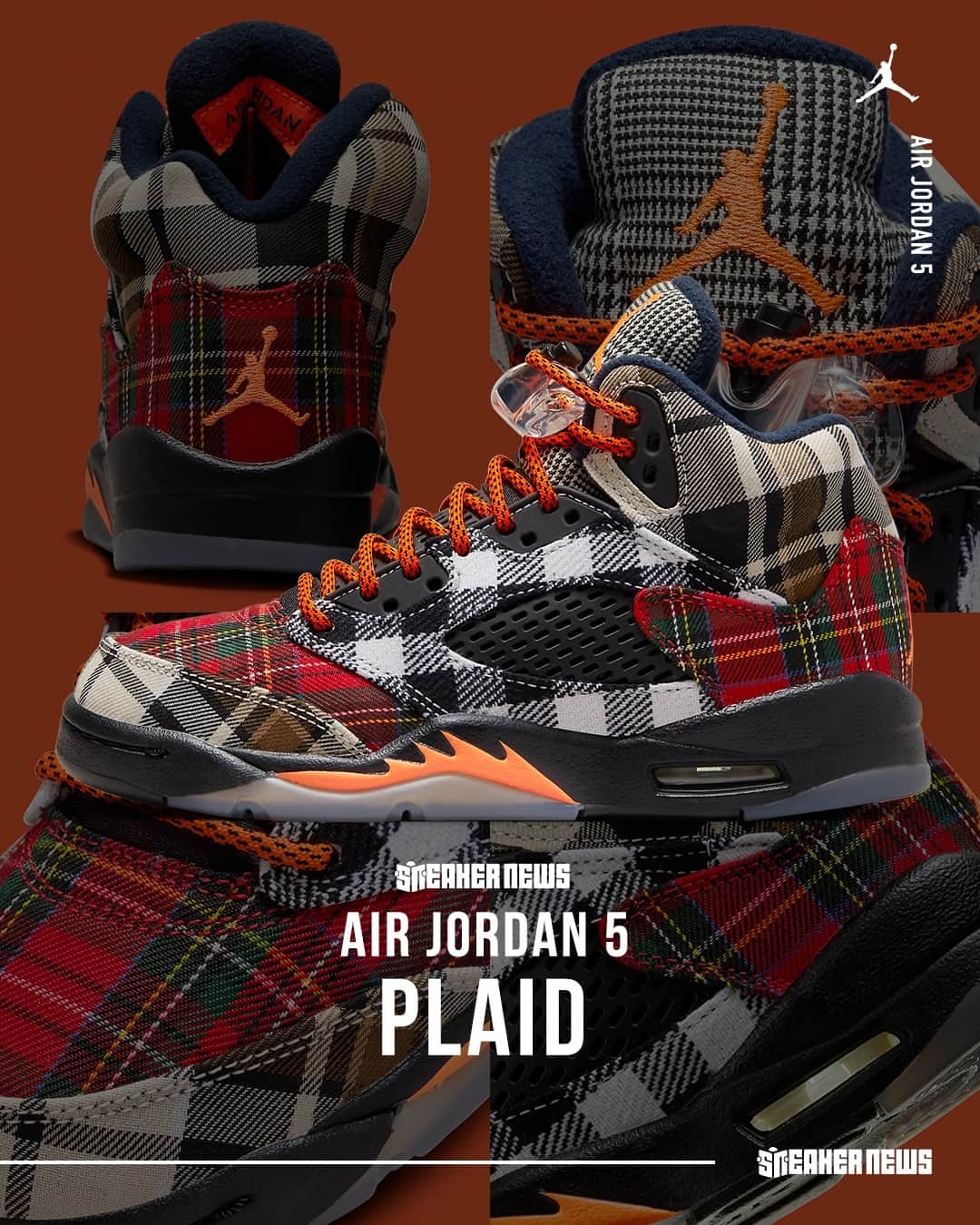 Sneaker Newsさんのインスタグラム写真 - (Sneaker NewsInstagram)「Perfect for the pumpkin patch! Expect full kids sizing on October 20th for the upcoming Air Jordan 5 GS "Plaid". Hit the link in our bio to see official images.」10月15日 9時00分 - sneakernews