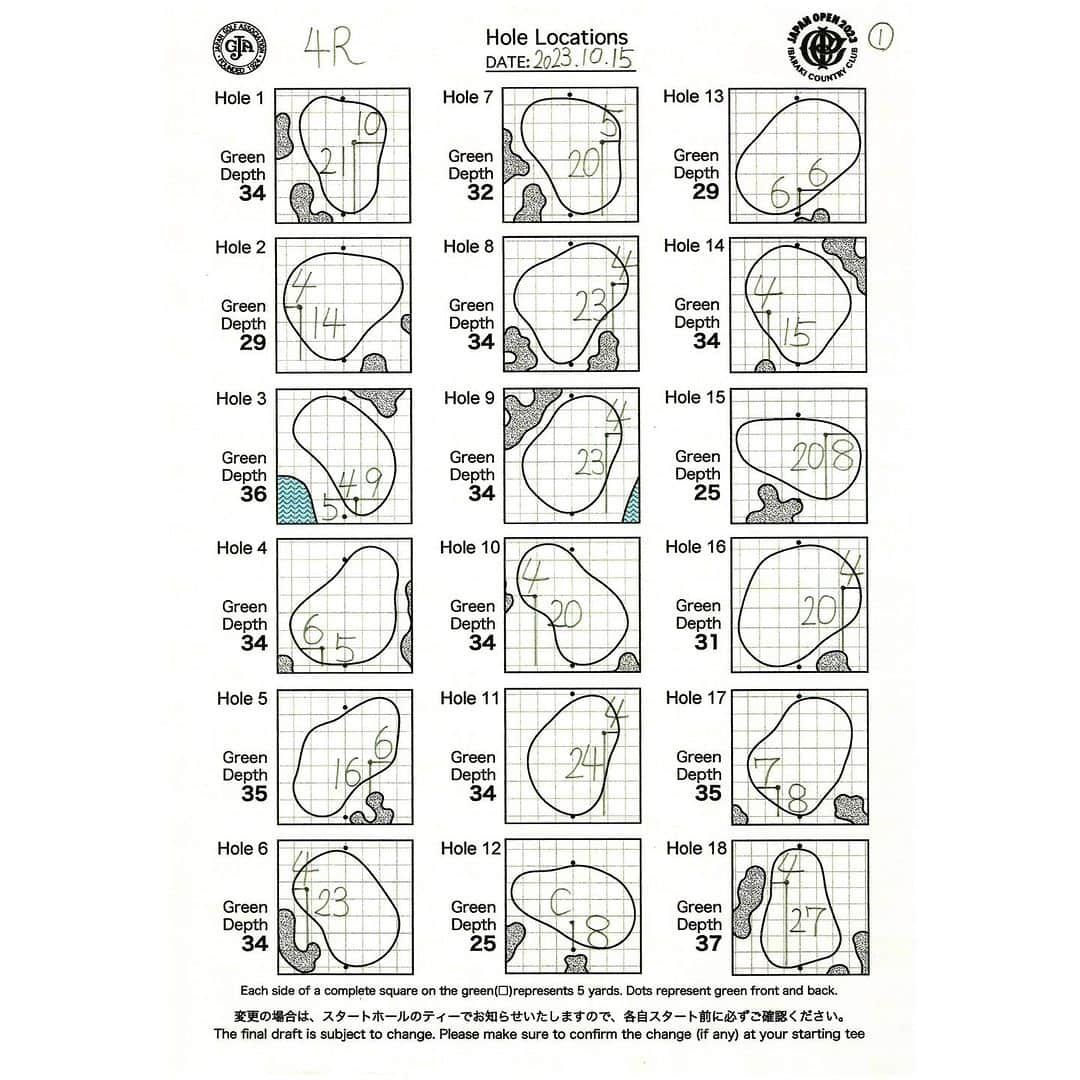  JGTO 男子プロゴルフツアーさんのインスタグラム写真 - ( JGTO 男子プロゴルフツアーInstagram)「＼第4ラウンド📣‼️ ／  2023年度　第88回 #日本オープンゴルフ選手権 🏆 88th Japan Open Golf Championship 2023  第4ラウンドのホールロケーション⛳️です！ 茨木カンツリー倶楽部・西コース  #日本オープン  #JGA #日本ゴルフ協会 #ゴルファー日本一への道」10月15日 9時45分 - japangolftour