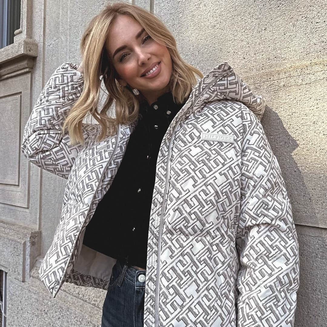 Tommy Hilfigerのインスタグラム：「The TH Monogram puffer styled by #ChiaraFerragni #NeutralEssentials」