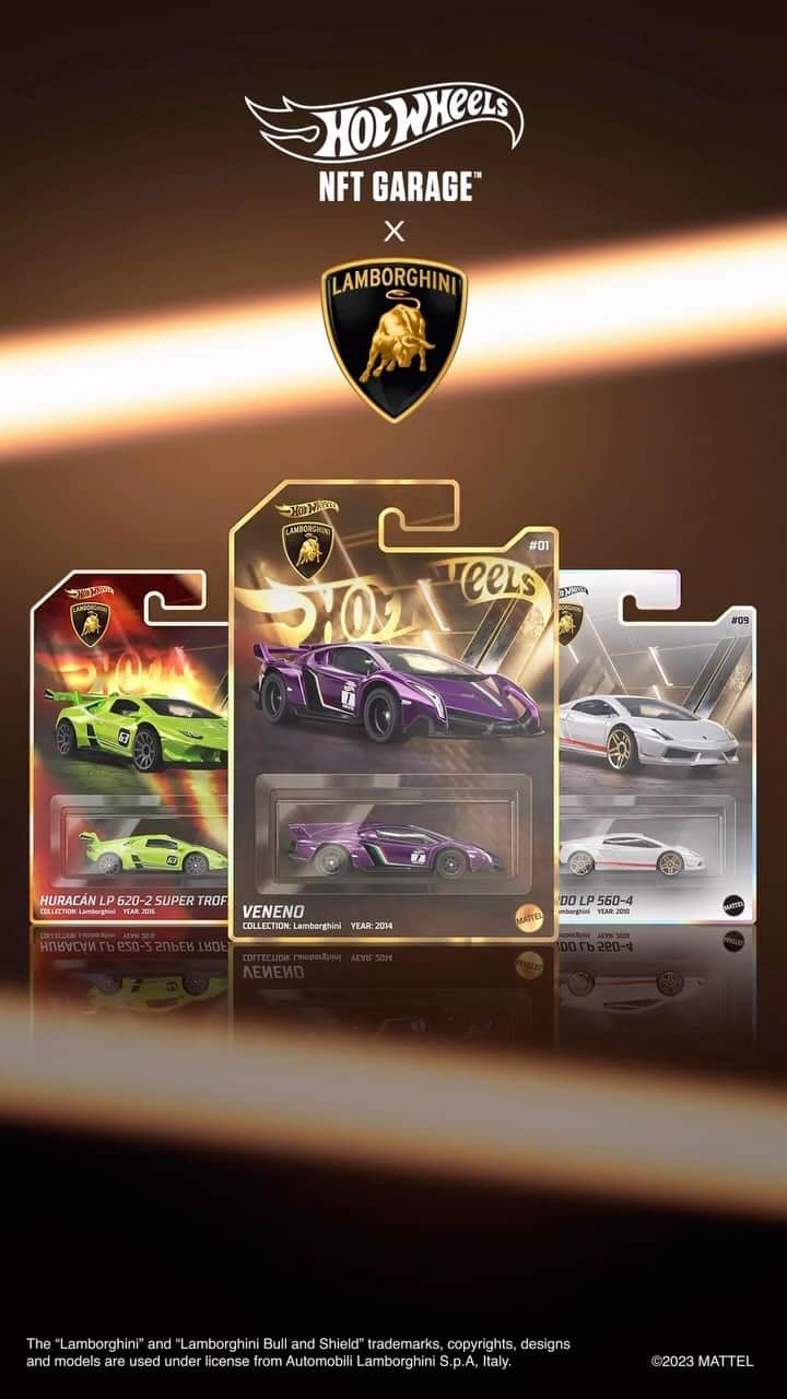 Hot Wheelsのインスタグラム：「Hot Wheels Lamborghini Virtual Collectibles - 11.2.2023. Learn more at MattelCreations.com.」