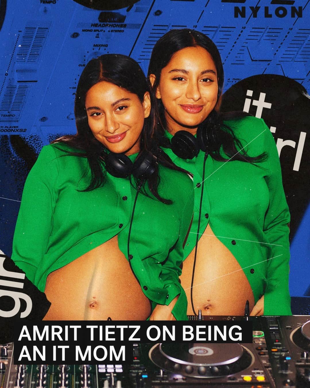 Nylon Magazineのインスタグラム：「From DJing on New Year’s Eve while seven months pregnant to posting her stomach at six weeks postpartum, @itsamrit is today’s quintessential It Girl mom. For our 2023 It Girl Issue, @laurapitcher talks to the NY-based DJ and podcast host on redefining modern motherhood and exploring what it really means to "have it all." Link in bio.」