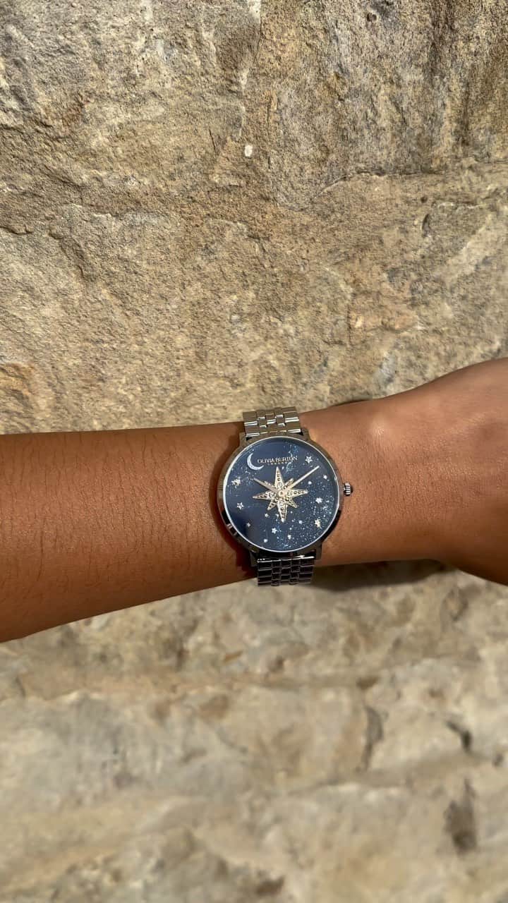 Olivia Burtonのインスタグラム：「Meet our Celestial Nova watch ✨  Inspired by clear and beautiful evenings, it will give you a stylish mix of endless night skies and shiny sparkling stars.  Tap to shop or head to our Covent Garden store.  #OliviaBurtonLondon #WomensWatches #starrynight」