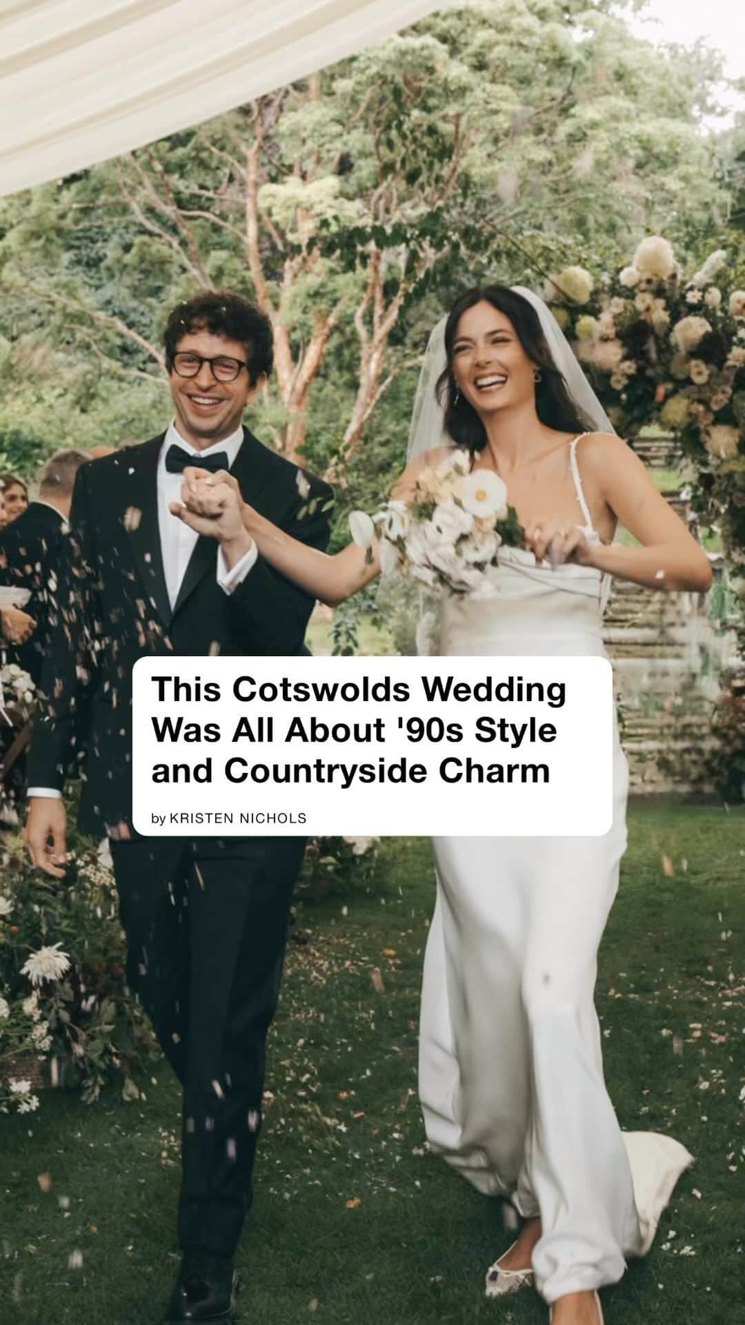 WHO WHAT WEARのインスタグラム：「“Savannah and her team designed a bias-cut custom made wedding gown through their bespoke service which evolved from being a classic slip dress to something that embodied’ 90s styling. … [I researched] vintage Dior couture silhouettes, Geoffrey Beene, and the iconic style of Kate Moss during that time to create my final design,” says @sadienewman of the custom @savannahmillerbridal gown she wore on her wedding day. The model and actress married L.A.-based songwriter and producer @benhberger at Cornwell Manor in the Cotwolds this summer in a ceremony that was straight out of an English countryside fairytale. See all of the charming details from their wedding weekend in our latest #WhoWhatWearWeddings feature at the link in our bio.  photos: @coopernorland, @brenna_marriie video: @tynegate_films」