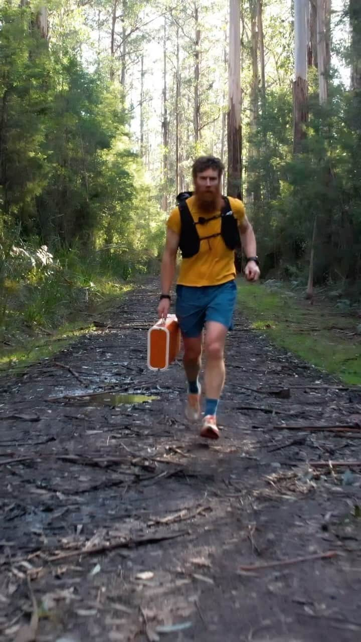 patagoniaのインスタグラム：「A briefcase, a pumpkin and an orange fleece hat: outlandish plans call for the most technical gear. Beau Miles (@beauisms) sets out to prove that a little can go a long way.」