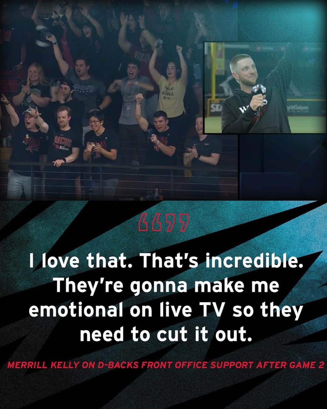 アリゾナ・ダイヤモンドバックスのインスタグラム：「Our whole front office making @mertman29 emotional on national TV after the game is everything. 🥹」