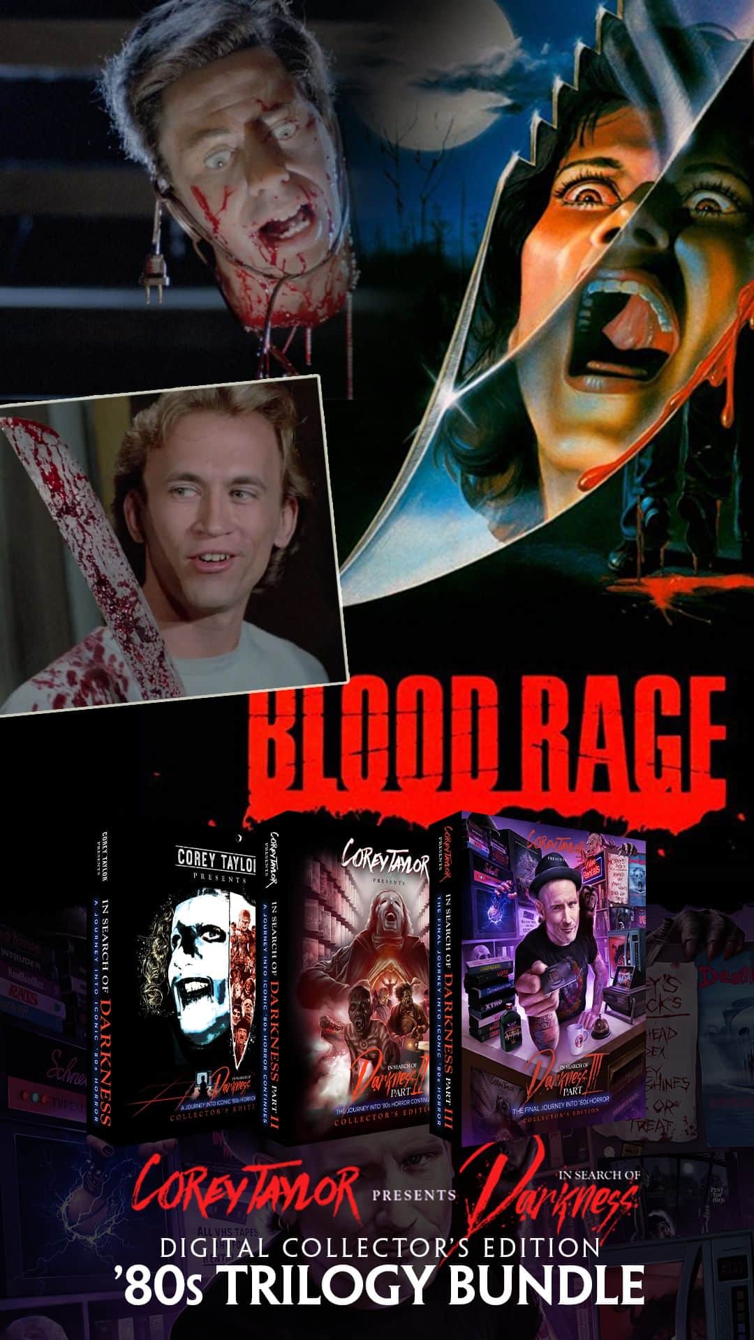 コリィ・テイラーのインスタグラム：「Blood Rage is as outrageous as it gets for a movie about Thanksgiving. The film's star Mark Soper talks up the ‘rage in this clip from my In Search of Darkness Collector’s Edition. Get your digital copy of the Trilogy at 80shorrordoc.com/corey or the link in my bio. Special price ends Oct. 31! 🎃」