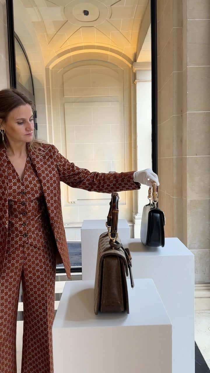 クリスティーズのインスタグラム：「Installing three exceptional and unique Made-to-Treasure Bamboo bags from the Gucci Vault.✨   Gucci has hand-picked and hand-crafted three spectacular rarities that are only available at Christie’s during Handbags Online: The Paris edit.   Each archival bag explores Italian artistry and offers a different take on the iconic bamboo handle.   🗓 Handbags: the Paris Edit – Online sale | 31 October-14 November, 2023.   #GucciVault #Gucci #christieshandbags @christiesparis @christieshandbags」
