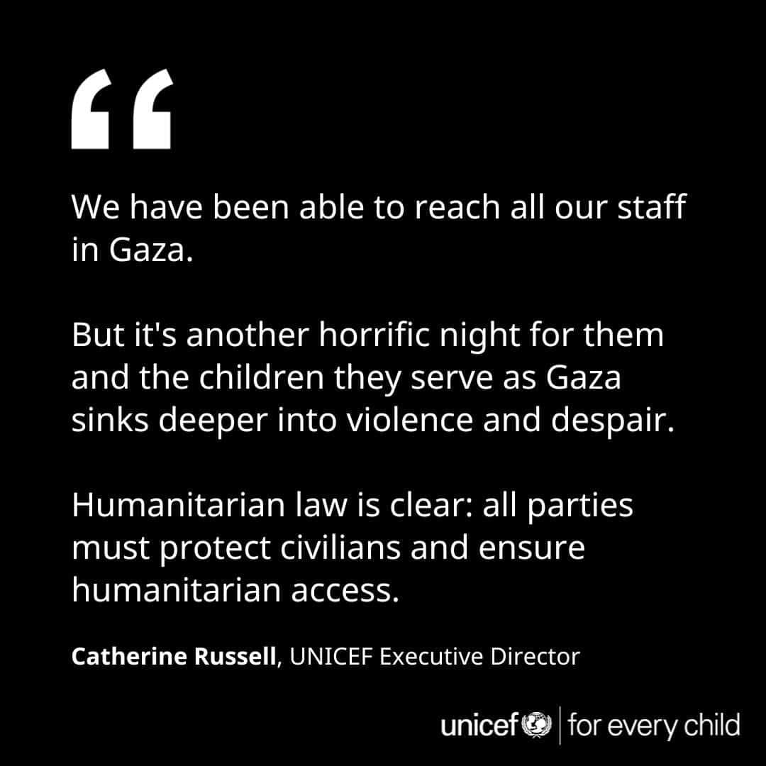 unicefのインスタグラム：「Humanitarian law is clear: all parties must protect civilians and ensure humanitarian access.」