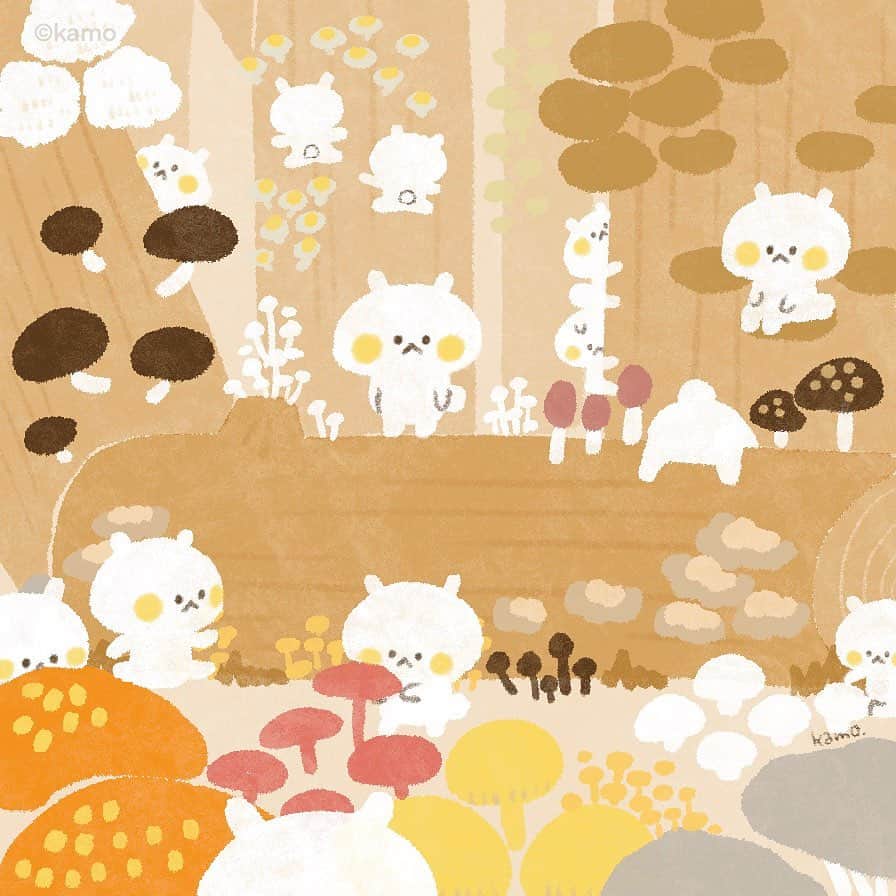 カモさんのインスタグラム写真 - (カモInstagram)「ぽこぽこぽこぽこぽこ #昨日 #きのこの日 #きのこ #mushroom #ウサギタケ #usagitake」10月16日 7時30分 - illustratorkamo