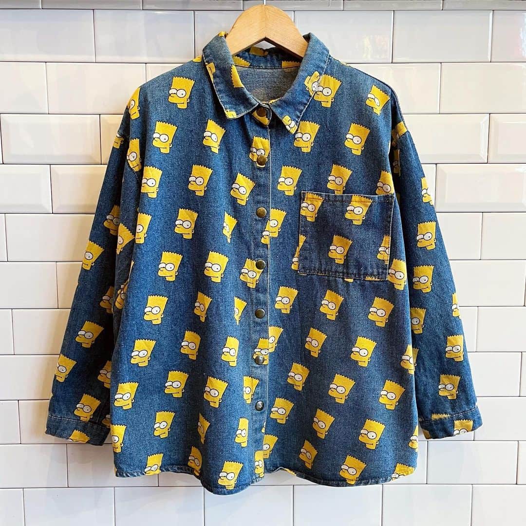 birthdeathのインスタグラム：「New Arrival  90's "BART" all over print denim shirt  open 13:00-20:00  #birthdeath #vintage」
