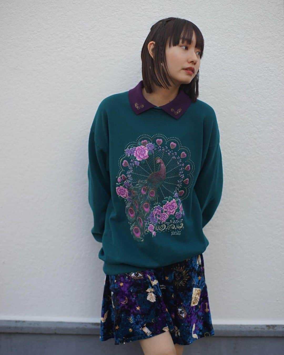 PUNK CAKEさんのインスタグラム写真 - (PUNK CAKEInstagram)「♤ NEW ARRIVAL ♤  ◆ Peacock dark green sweatshirts【SOLD】 ◆ tarot velour mini skirt  ♡10th Anniversary キャンペーン♡ 送料無料！本日まで！ 10/4(水)～10/15(日)  次の営業日は 10/20(金),21(土),22(日)となります。  10月は月末から買い付けに行く予定なので、これが最後の営業となります！ 次の営業は11月後半になると思いますので是非その前にもご来店お待ちしております♡  10月営業日/ 10/20,21,22 営業時間/ 13:00～20:00  住所/ 東京都目黒区鷹番3-4-10 2F  Model / @hamu.katsu.0」10月15日 19時47分 - punk_cake