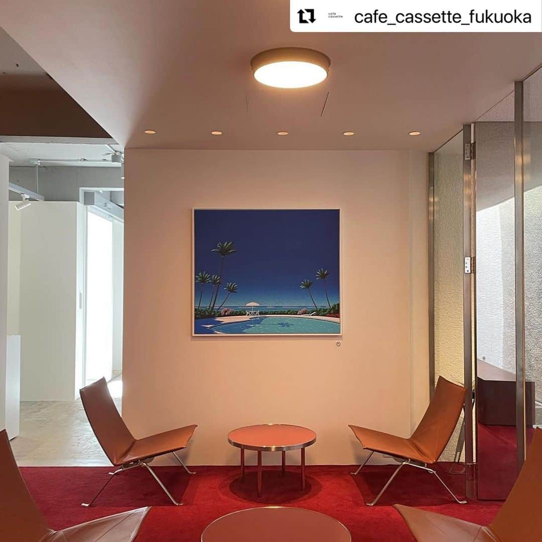 永井博のインスタグラム：「#Repost @cafe_cassette_fukuoka with @use.repost ・・・ 10/15 Sun.OPEN  「TROPICAL RECORDS」Hiroshi Nagai 会期：9.22(fri)〜10.22(sun) 11:00〜19:00 会場：cassette 住所：福岡市中央区唐人町1-2-8 定休日：水曜 HP：https://cassette-f.jp Co sponsored by GALLERY TARGET  #永井博 #hiroshinagai #gallerytarget #cassette_fukuoka」