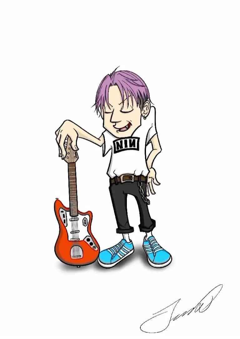 TEEDAのインスタグラム：「How to draw Kenji03🎤🎸  Kenji03の描き方（笑）  #back_on_jpn #teeda #kenji03 #illustration #イラスト #絵描き #tattoo」