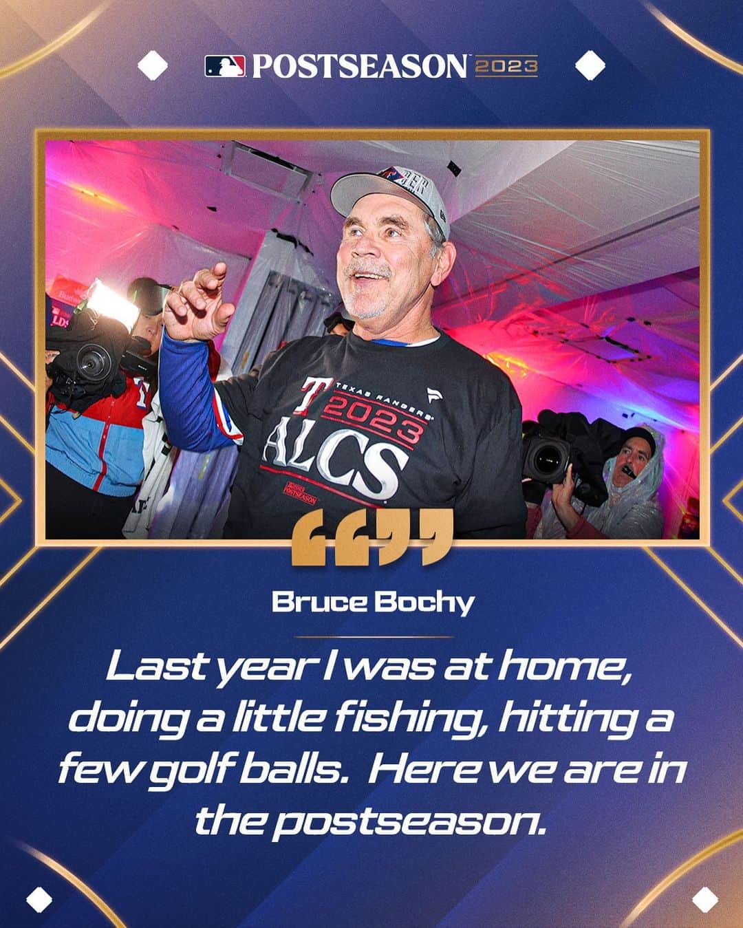 MLBさんのインスタグラム写真 - (MLBInstagram)「Bruce Bochy had fun last October.  He has better plans tonight -- Game 1 of the #ALCS.」10月16日 2時15分 - mlb
