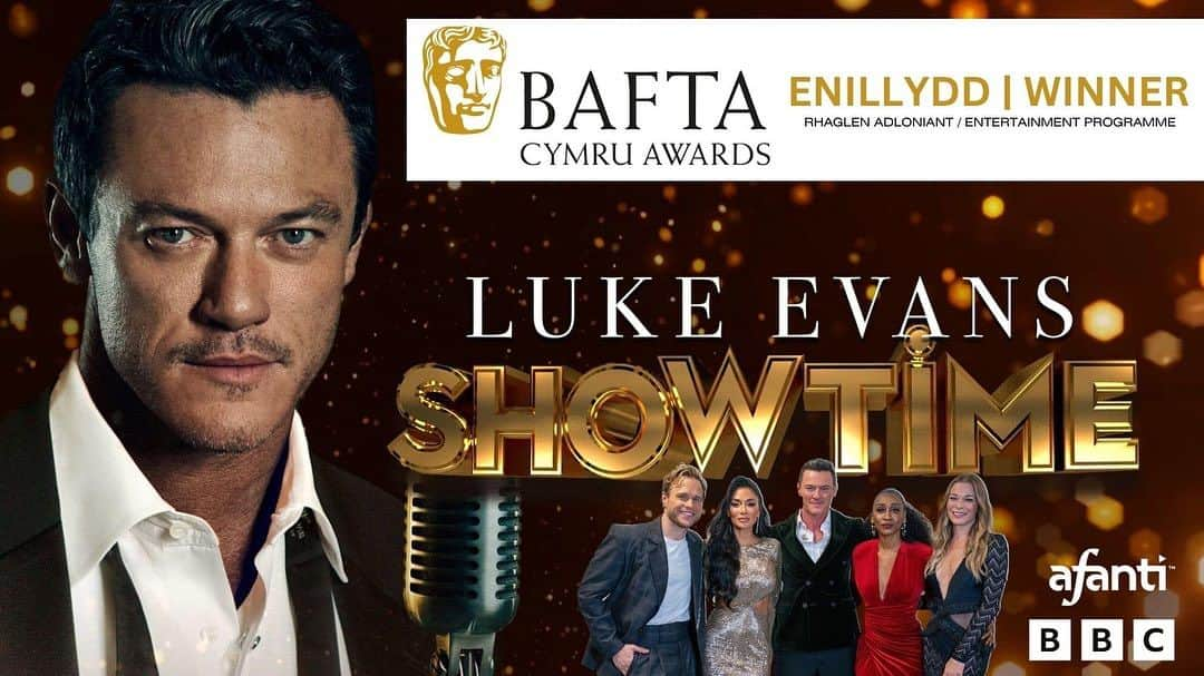 ルーク・エヴァンズのインスタグラム：「🌟 LUKE EVANS SHOWTIME 🌟  ENILLYDD BAFTA CYMRU! ✨ BAFTA CYMRU WINNER! ✨  Diolch o galon @baftacymru   #BaftaCymruAwards #LukeEvans #LukeEvansShowtime」