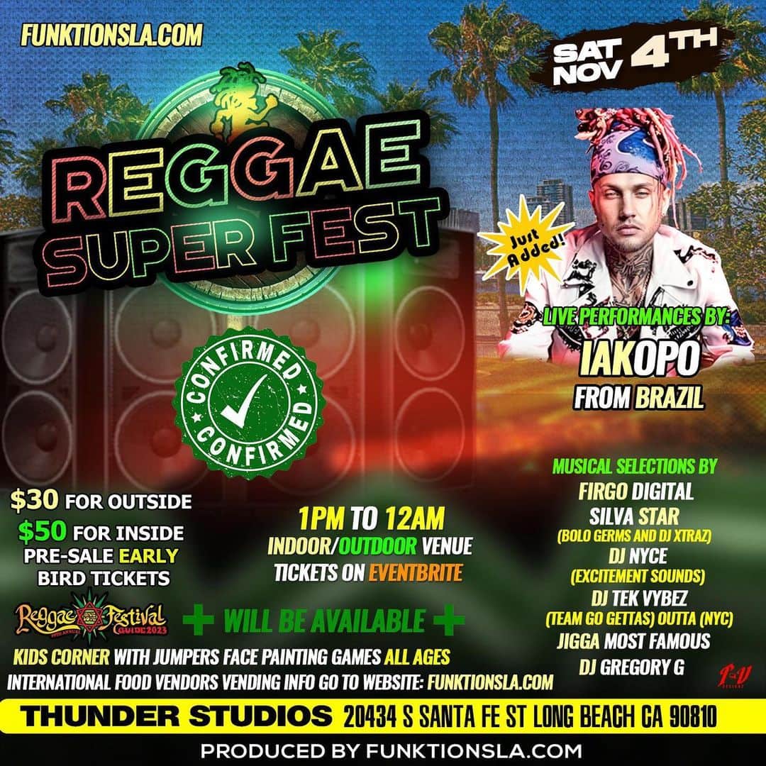 ヤコポのインスタグラム：「NOV 4 | LONG BEACH ‼️🏖 @reggaesuperfest_ 🏝 🎸   Beat me there dont meet me there 💚💛❤️💚💛❤️🔊🔊🔊🔊🔊🔊🔊🔊🔊🔊🔊❤️  #longbeach #reggaeauperfest #reggae #iakopo #405 #eliemac #bigmountain #kulagang #lingbeachevents」