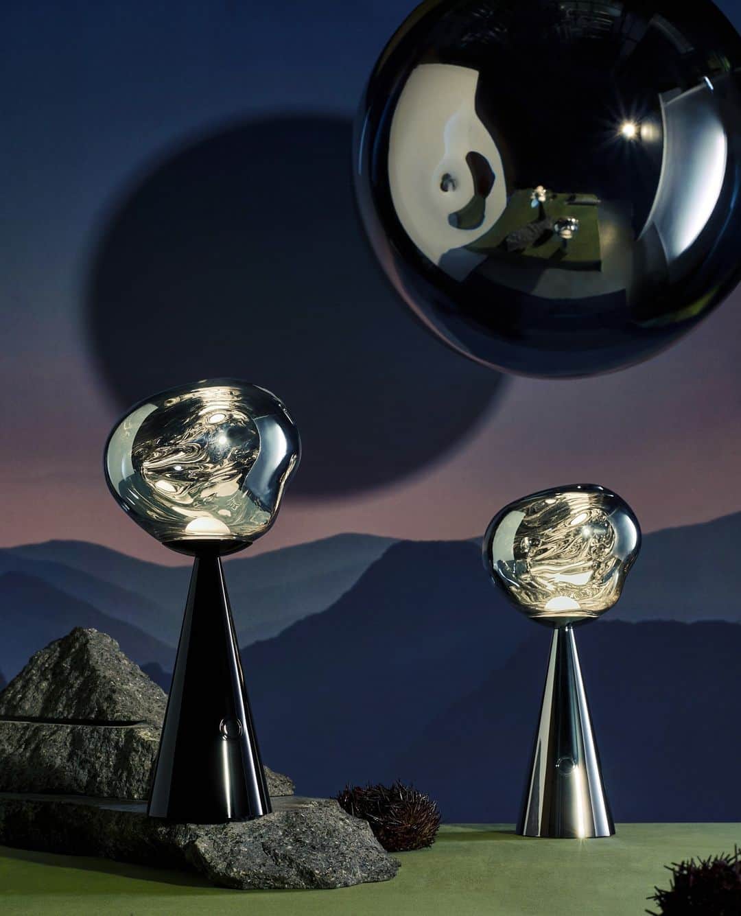 トム ディクソンのインスタグラム：「Breaking the boundaries of traditional lighting, the PORTABLES allow you to carry light with you. Whether to illuminate a living room, bathroom or garden, our new MELT Portables are built to withstand various environments.」