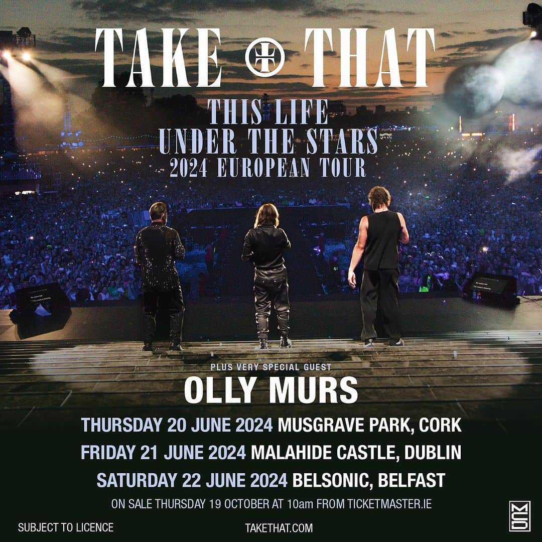 オリー・マーズのインスタグラム：「Could NEVER FORGET about you lot!! 🇮🇪 Buzzing to join @takethat in Ireland next June! 🤩 Tickets on sale this Thursday, 19th October! See you all there😎」