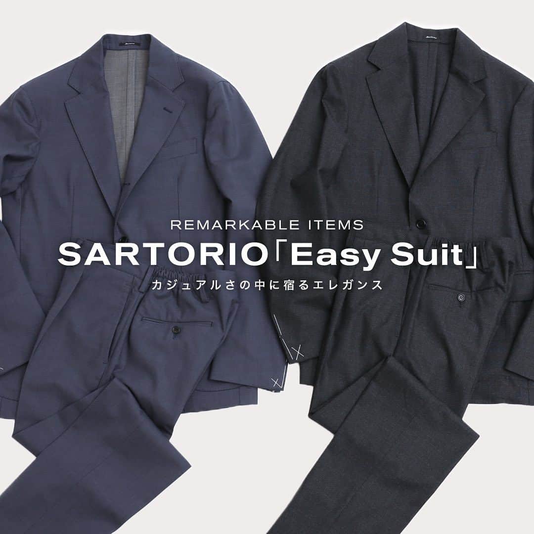 のインスタグラム：「⁡ -REMARKABLE ITEMS SARTORIO「イージースーツ」- ⁡ カジュアル化の進んだ現代において、軽くてリラックスした着心地が持ち味の所謂イージースーツは非常に魅力的です。ただ、大人がイージースーツを着るなら、快適性だけでなくリラックス感がありながらもだらしなく見えない品格のある一着を選びたいもの。 カジュアルさの中に宿るエレガンスさが宿るSARTORIO（サルトリオ）ならではの一着をぜひご堪能下さい。 ⁡ 左 Suits <SARTORIO> ¥283,800 商品コード：1000723101014 ⁡ 右 Suits <SARTORIO> ¥207,900 商品コード：1000723101010」