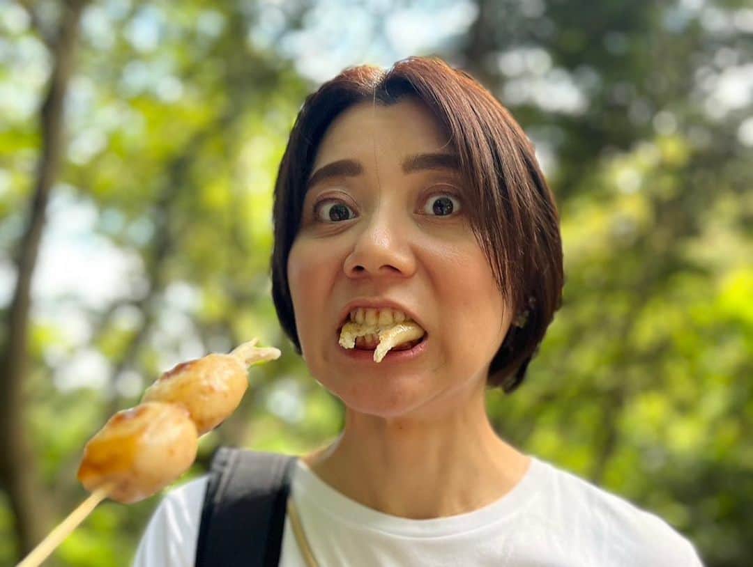 央雅光希さんのインスタグラム写真 - (央雅光希Instagram)「初！高尾山！ 登山と言ったら怒られるくらいの初心者向け舗装路を行きましたが、登山慣れしていない私的にはかなりの登山。ケーブルカー使わなかったので、登山口からケーブルカー終着までの道が…聞いてないよ〜ってくらい、しんどかったです😂 止まることも休むことも出来ない急勾配は、こんなにもしんどいのか‼︎と途中若干の恐怖。富士山は絶対に無理だな〜と思ったけど、喋りながら自然の中を歩くのが楽しかったなぁ。 そして翌日にきた筋肉痛に喜びを感じで、また登りたいかも…となってます。これが登山の魅力なのか‼︎ 人は多かったけど気候も最高で、気持ちよかったぁぁぁ。あ、中腹で頂いた金胡麻のお団子めちゃ美味しかったです🍡🤤 #高尾山#登山#秋#アウトドア#山登り#団子」10月16日 12時50分 - tatatata_ayk