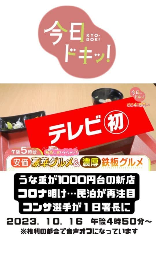北海道放送「今日ドキッ!」のインスタグラム：「10月16日(月)の #今日ドキッ！ ラインナップは！  ○［新店］絶品 #うなぎ がお得な価格で&１年間かけて開発した釧路発祥の熱々 #カツスパ ○コロナ禍明け…民泊が再注目！始めたい人も急増…アフターコロナの民泊 ○突然 #くまモン が小学校訪問…そのウラには ○国内最大級のシバザクラを守れ  放送は午後4時50分～ #hbc #生放送」