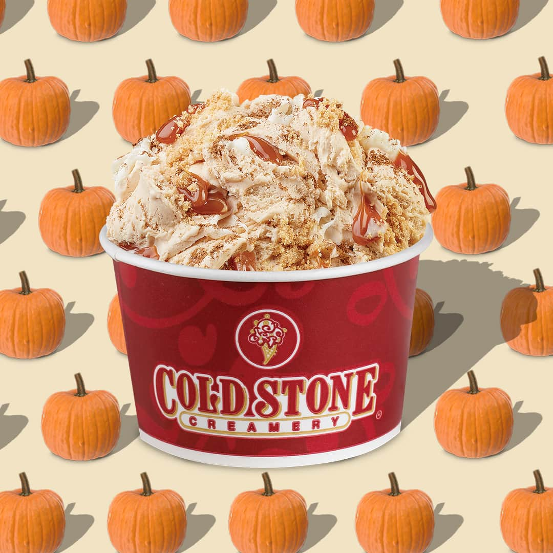 コールド・ストーン・クリーマリーのインスタグラム：「The best pick of the pumpkin patch! 😍 Our Frosted Pumpkin Bread™ Creation™ is made with Pumpkin Bread Batter Ice Cream, Graham Cracker Pie Crust, Cream Cheese Frosting, Caramel, and Pumpkin Pie Spice. 🎃🍞🥧🍦  Order online at the link in bio!」