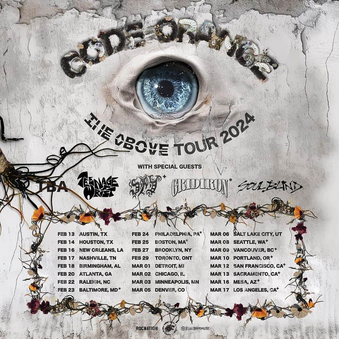 Revolverのインスタグラム：「Code Orange have announced 'The Above' Tour with special guests @teenagewrist @soulblind @spy.worldwide @gridironhardcore and more. Kicks off in February. ⁠ ⁠ Tickets on sale Friday. Order our exclusive "transparent ochre" vinyl variant of Code Orange’s 'The Above' by clicking the product sticker.」