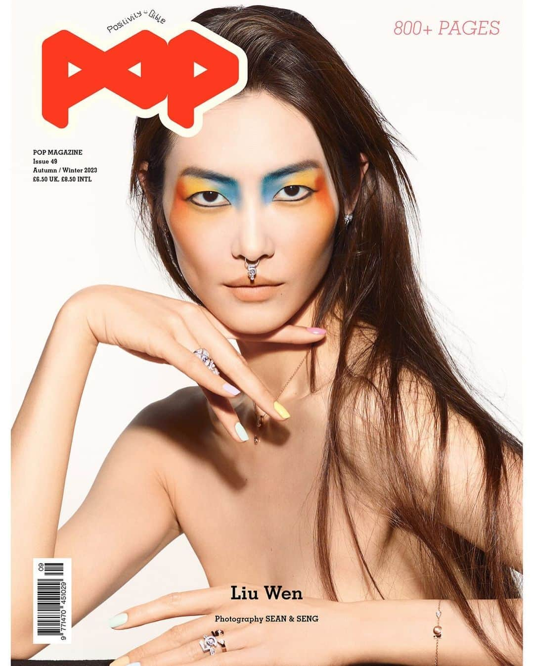 リウ・ウェンのインスタグラム：「New cover for FW23 issue of @thepopmag! A very different look from a very special and fun shoot with @seanandseng @stephaniewaknine @franziskapresche @vass_theotokis and @Edytabetka_nailpro! Thank you also to @Ben_grimes_casting.  Appreciate everyone's support in making this happen!!」