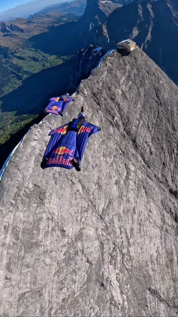 レッドブルのインスタグラム：「the crew migrating south for the winter 😅  🦅: @fuerstmarco @marcowaltenspiel @max_manow  #redbull #givesyouwiiings #wingsuit #aerialsports #flying」