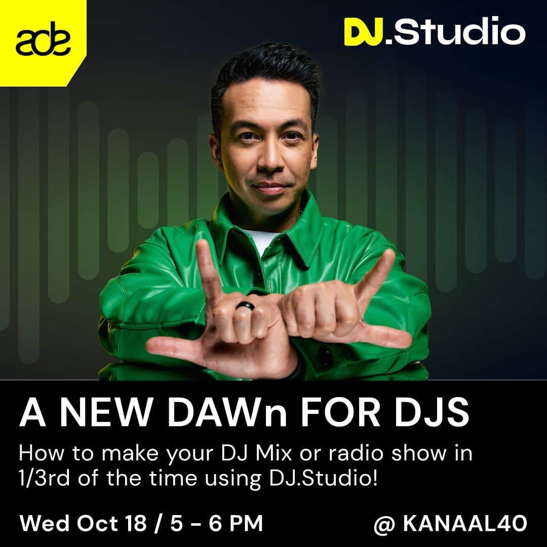 レイドバック・ルークのインスタグラム：「We’re kicking off ADE week on Wednesday at Kanaal40 where I show you how to use @djstudio_app while mixing a DJ mix or show! I’ve been using this app to edit my radioshow for a while now and can’t wait to share all the tools with you as it has made my life so much easier 😊」