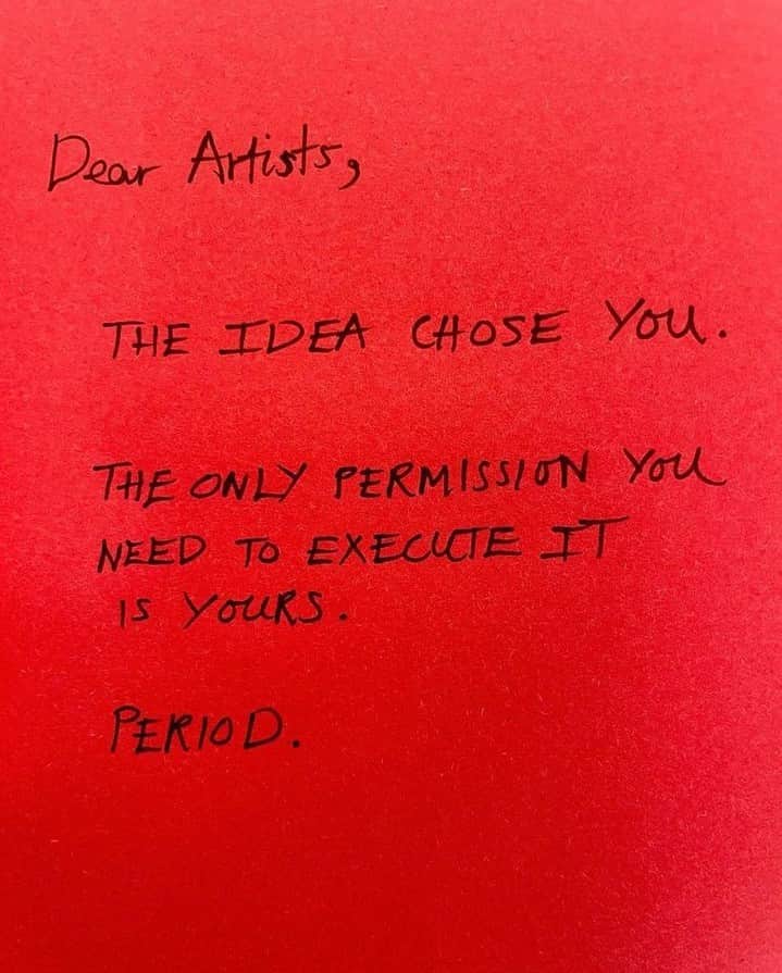 leslie & dani & harriのインスタグラム：「Dear Artist,  The idea chose you.  The only permission you need to execute it is yours.   Image & words from @ukuntakinte」