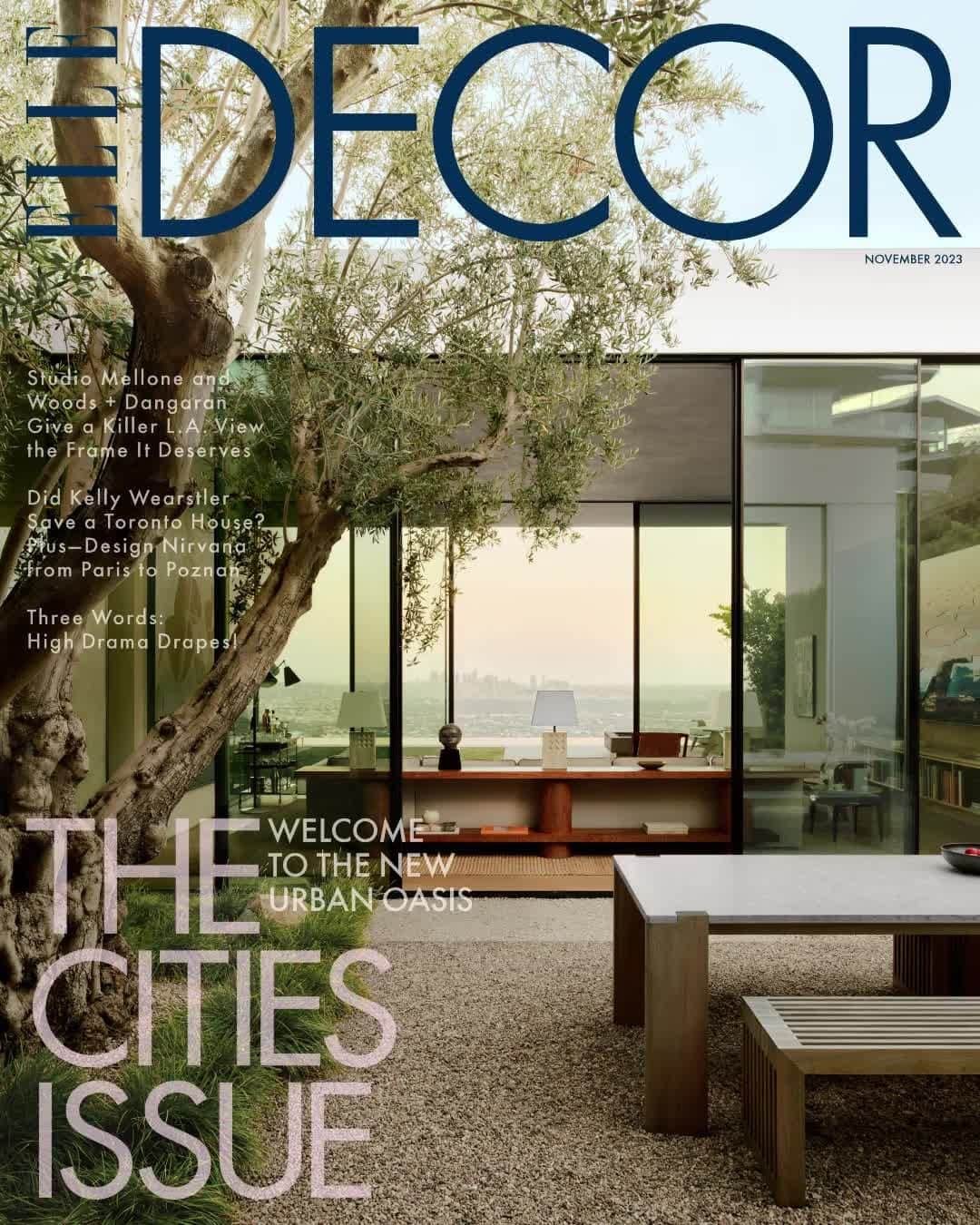 ELLE DECORのインスタグラム：「Our November Cities Issue is here! In this edition, we take a closer look at projects in metropolitan centers that feel very much of their place. Take, for instance, our cover story on a modernist powerhouse in the Hollywood Hills. With interiors by ELLE DECOR A-List talent Andre Mellone (@studiomellone) and architecture by Woods + Dangaran (@woods_dangaran), the home features a mix of excellent art, killer city views, and—of course—great taste. The idea of what a city home should look like means something very different across the United States and across the world. In the issue, we drop by homes in locales ranging from Paris to Toronto—where design superstar Kelly Wearstler (@kellywearstler) let clients woo her into working on a landmark new project—and from New York City to Poznań, Poland. Click the link in our bio to come along for the ride.   Written by Max Berlinger (@isuredontknow). Photographed by William Jess Laird  (@william.jess.laird). Styled by Amy Chin (@amykchin).」