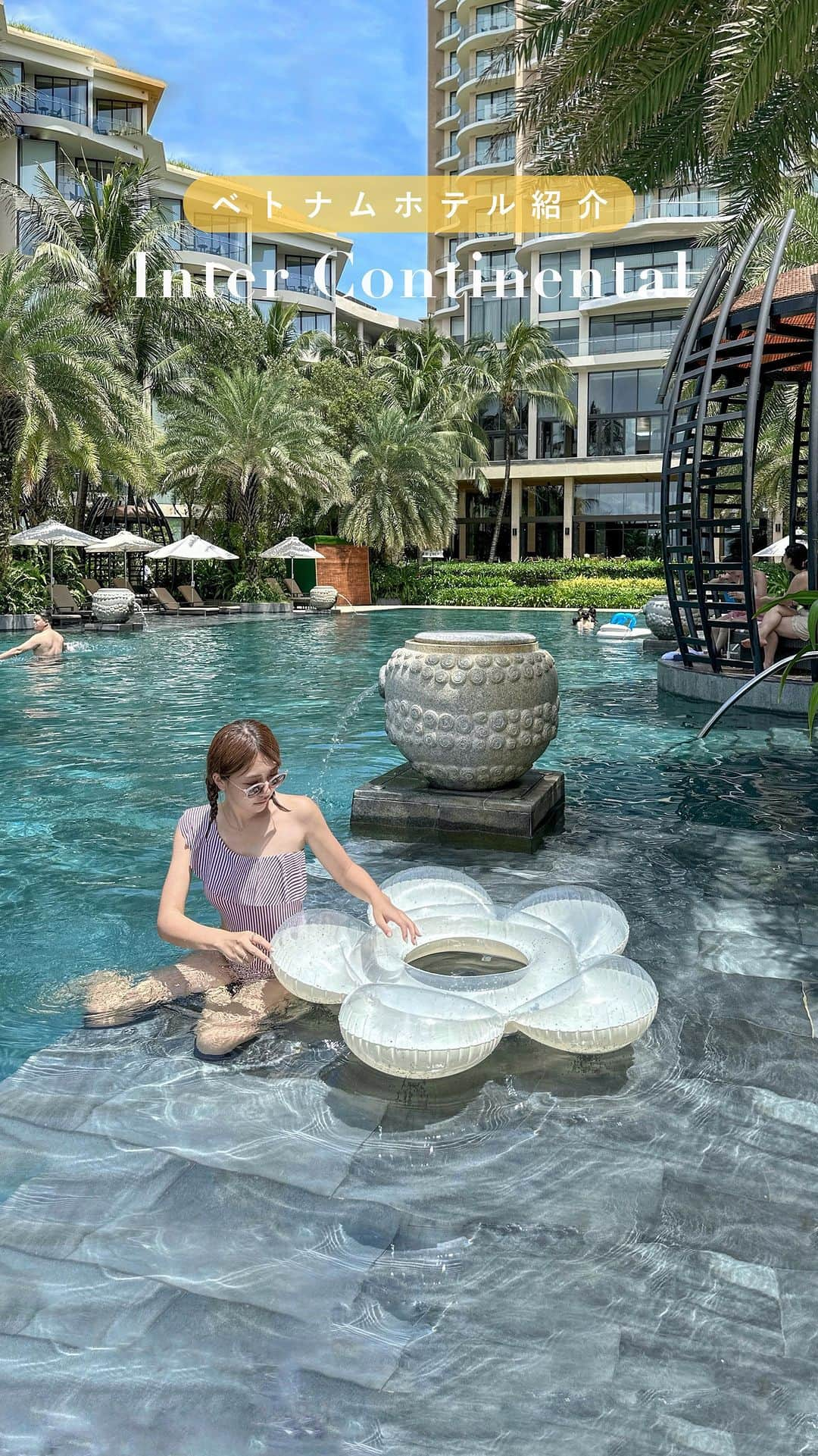 RIEのインスタグラム：「【 InterContinental PhuQuoc 】 ⁡ フーコック島で宿泊した5つ星リゾート @intercontinentalphuquoc を紹介🏨 ⁡ 開放感溢れる施設と広大な敷地は ホテルステイを飽きさせない空間に🏝️ ⁡ プールサイドで読書をしている人や お昼寝をしている人もいれば お酒を飲んで談笑を楽しむ人もいて ありのままに過ごせてリフレッシュにぴったり🌿 ⁡ ⁡ ⁡ ⁡ その他ベトナム情報は👇🏼 #rietabi_vietnam ⁡ ⁡ ⁡ ⁡ ⁡ #rietabi_trip #HISトラベルレポーター #カモンベト旅キャンペーン #インターコンチネンタルフーコックロングビーチリゾート #ベトナムホテル #リゾートホテル #フーコック島 #ベトナム旅行 #リール動画 #ホテル紹介 #ホテルプール #vietnamhotel #phuquoc #intercontinental #푸꾸옥 #인터컨티넨탈푸꾸옥 #富國島 #beachresort #hotelstay #fyp #fypシ   ⁡ ⁡ ⁡」