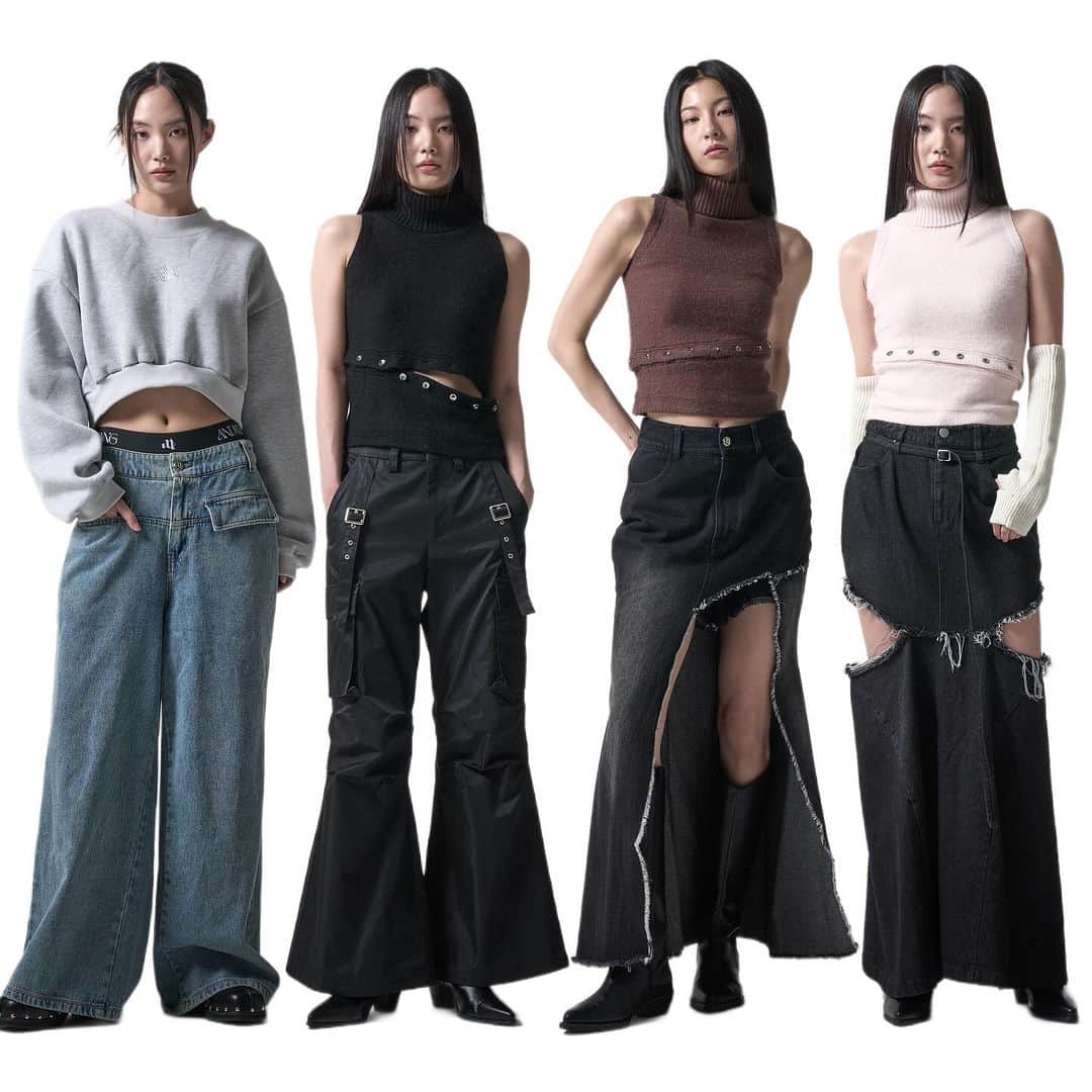 pipilottieのインスタグラム：「▫︎ button fluffy nosleeve knit tops color: black/baby pink/brown ¥8,500 ⁡ ▫︎ side cutting denim long skirt color: black/blue ¥13,800 ⁡ ▫︎ signiture cropped pullover color: washed black/white/gray ¥8,900 ⁡ ⁡ ⁡  2023 AUTUMN WINTER 2ND COLLECTION ON ANDWANG.SHOP ̣̥☆·͙̥‧‧̩̥·‧ "CHINA TO SEOUL︎"‧·‧̩̥‧·͙̥̣☆*̣̥ 🎀🎧 ⁡ schedule 10/20 PM7 new1 10/27 PM7 new2 COMING SOON ⁡ ⁡ #andwang ⁡ ⁡ ⁡」
