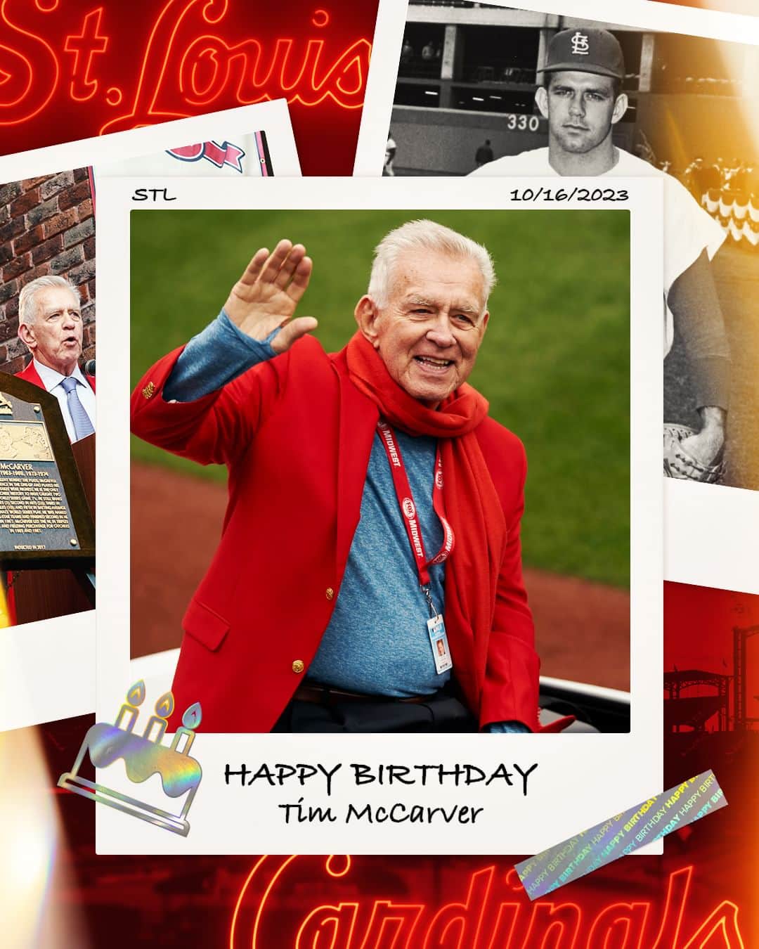 のインスタグラム：「Today, we remember Cardinals Hall of Fame catcher and broadcaster Tim McCarver on what would have been his 82nd birthday. ❤」