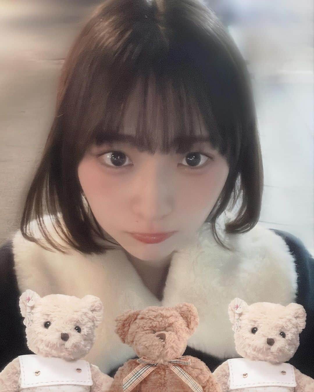 桜ひなののインスタグラム：「もっふもふ🧸🤎 ⁡ ⁡  #kawaii  #cute  #lovely  #bear  #ボブ  #秋 もはや  #冬」