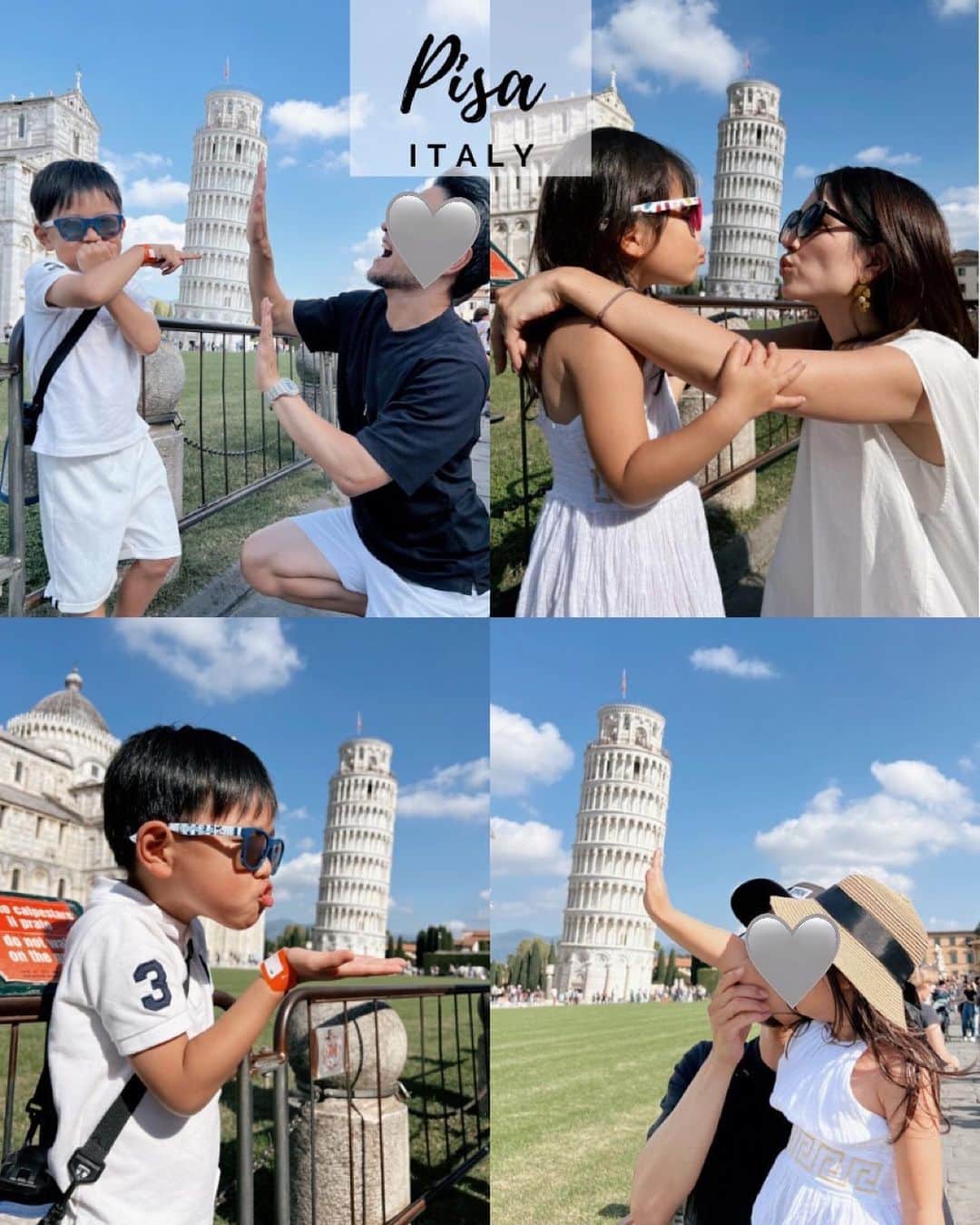 Remiさんのインスタグラム写真 - (RemiInstagram)「leaning tower of Pisa, Italy🏛️🇮🇹 世界遺産、ピサの斜塔へ🛳 港からバス→電車→バスと乗り継いで辿り着きました🚌 ピサの斜塔といえば、お決まりの支えてますポーズ🙌🏼 他にどんなポーズが撮れるかな？と子供たちと色んなショットを試してみました📷  前回と全く変わらないピサの光景と、全く変化した自分の環境🧳当時は未来の夫や子供たちとまた訪れるなんて想像もしなかったなぁ💭 次は孫と来ることを妄想することにします👵🏼 それまで元気でいるぞー✊🏼  ------------ 📍#Pisa #Italy #🇮🇹 🏛️ #leaningtowerofpisa  ⚓️ @norwegiancruiseline  👨‍👩‍👧‍👦 @hh.channel2023  🗓 2023.10.3-13  #ピサの斜塔 #イタリア旅行 #家族写真 #クルーズ旅  #ノルウェージャン #ヨーロッパクルーズ #地中海クルーズ #エーゲ海クルーズ #子連れクルーズ #子連れ旅行 #norwegiancruiseline #norwegianbreakaway #cruise #cruiselife #familycruise #remi_world2023」10月16日 21時29分 - remi_912