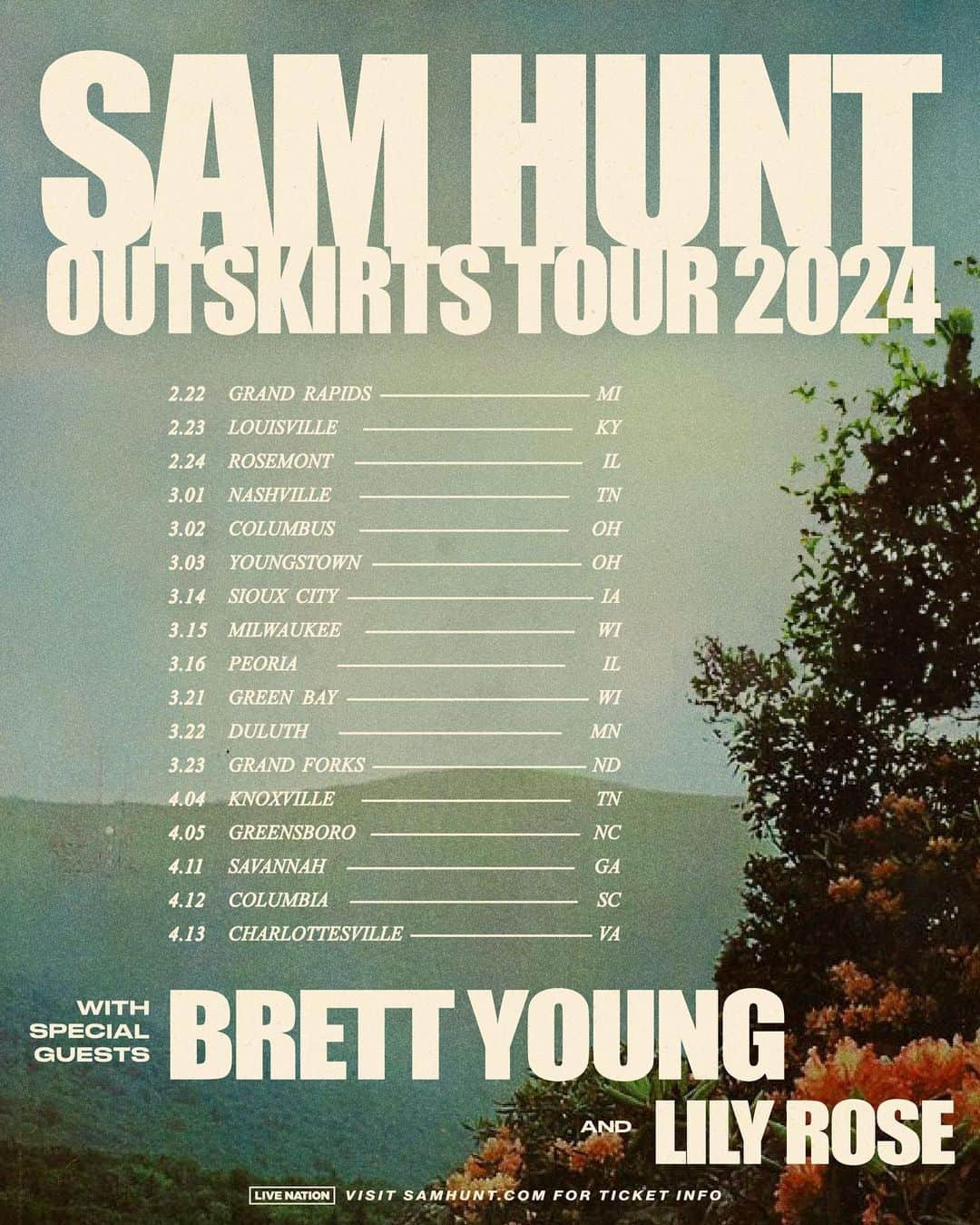 ブルット・ヤングさんのインスタグラム写真 - (ブルット・ヤングInstagram)「Outskirts Tour 2024 // Tickets on sale Friday, October 20th at 10am local time. // Presale tickets available Thursday at 10am local. Sign up for exclusive presale access on my website 🙌🏻」10月16日 22時13分 - brettyoungmusic