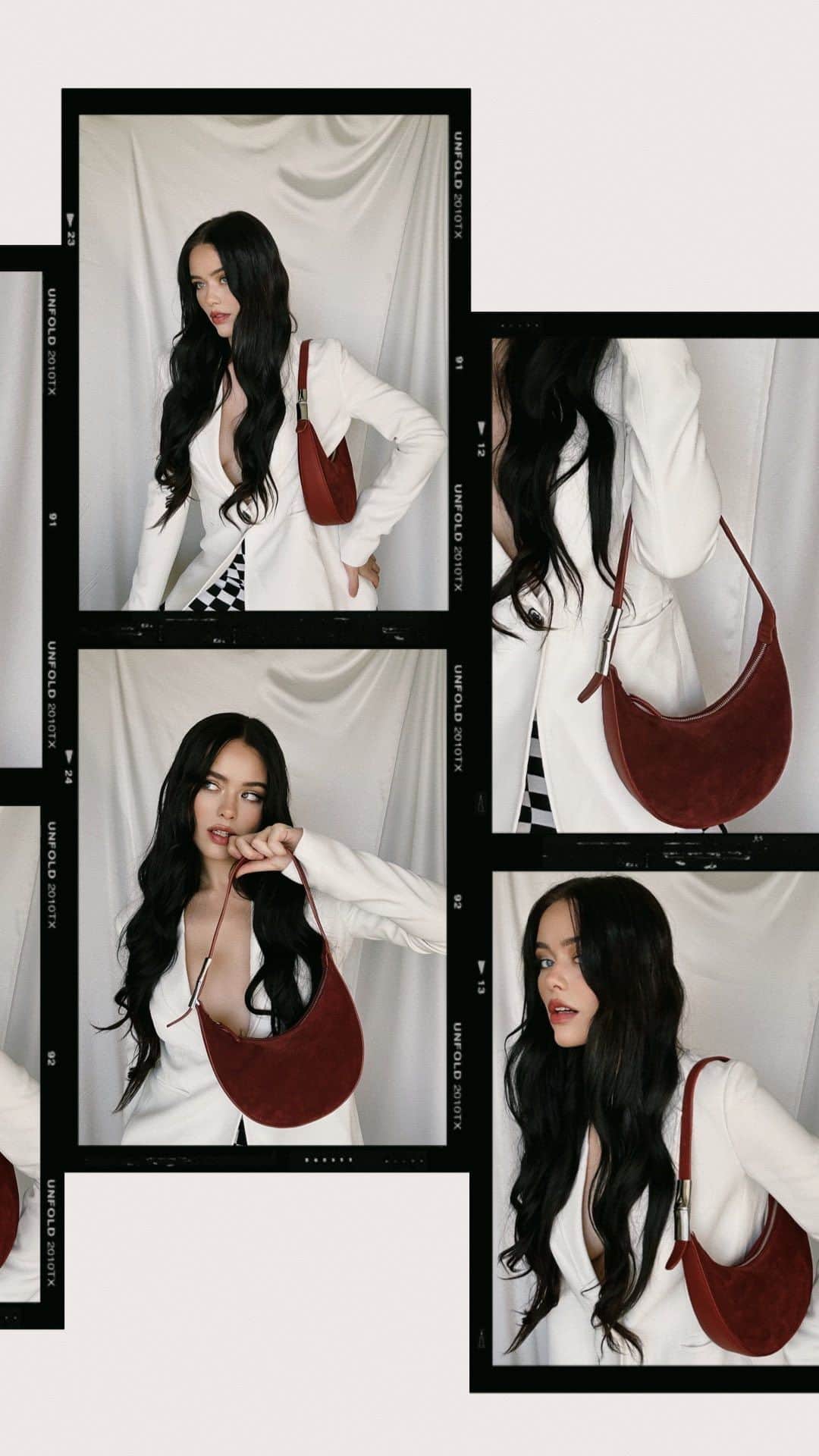クリスティナ・バザンのインスタグラム：「Excited to share with you today my new collaboration with @longchamp around their new ROSEAU bag that is the most beautiful piece for this fall/winter season. I personally picked out this burgundy suede model because I love these auburn shades when the colder days come around ❤️ Longchamp is one of those iconic brands that always creates the most effortless, beautiful, classic pieces that never go out of style, love how versatile the Roseau is and this color fits so many cozy outfits for this season 🌚 #LongchampRoseau #Ad」