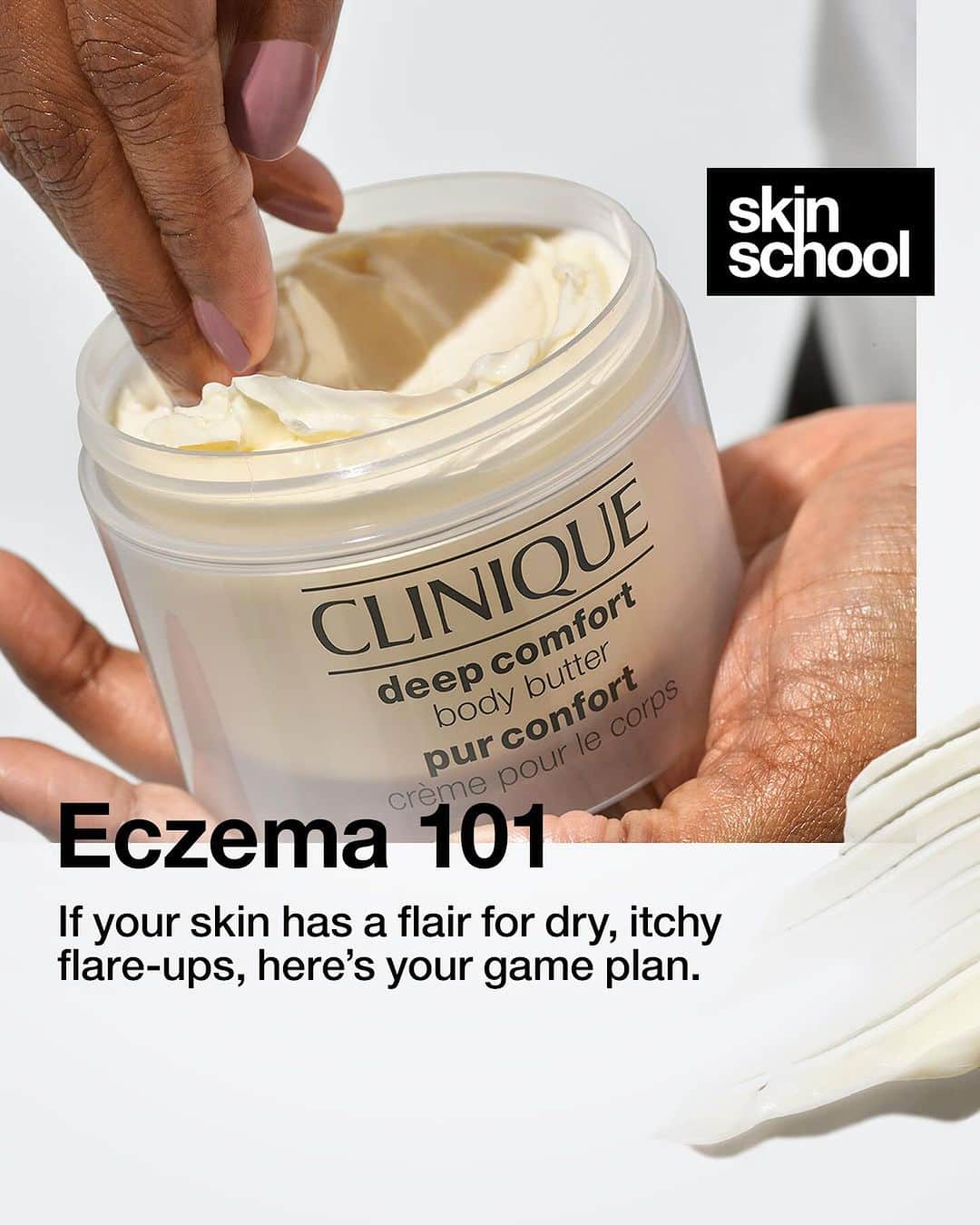 クリニークのインスタグラム：「Skin School: Everything you ever wanted to know about eczema (but were afraid to ask.)   #Clinique #SkinSchool #Eczema #EczemaAwarenessMonth #DermatologistTested」