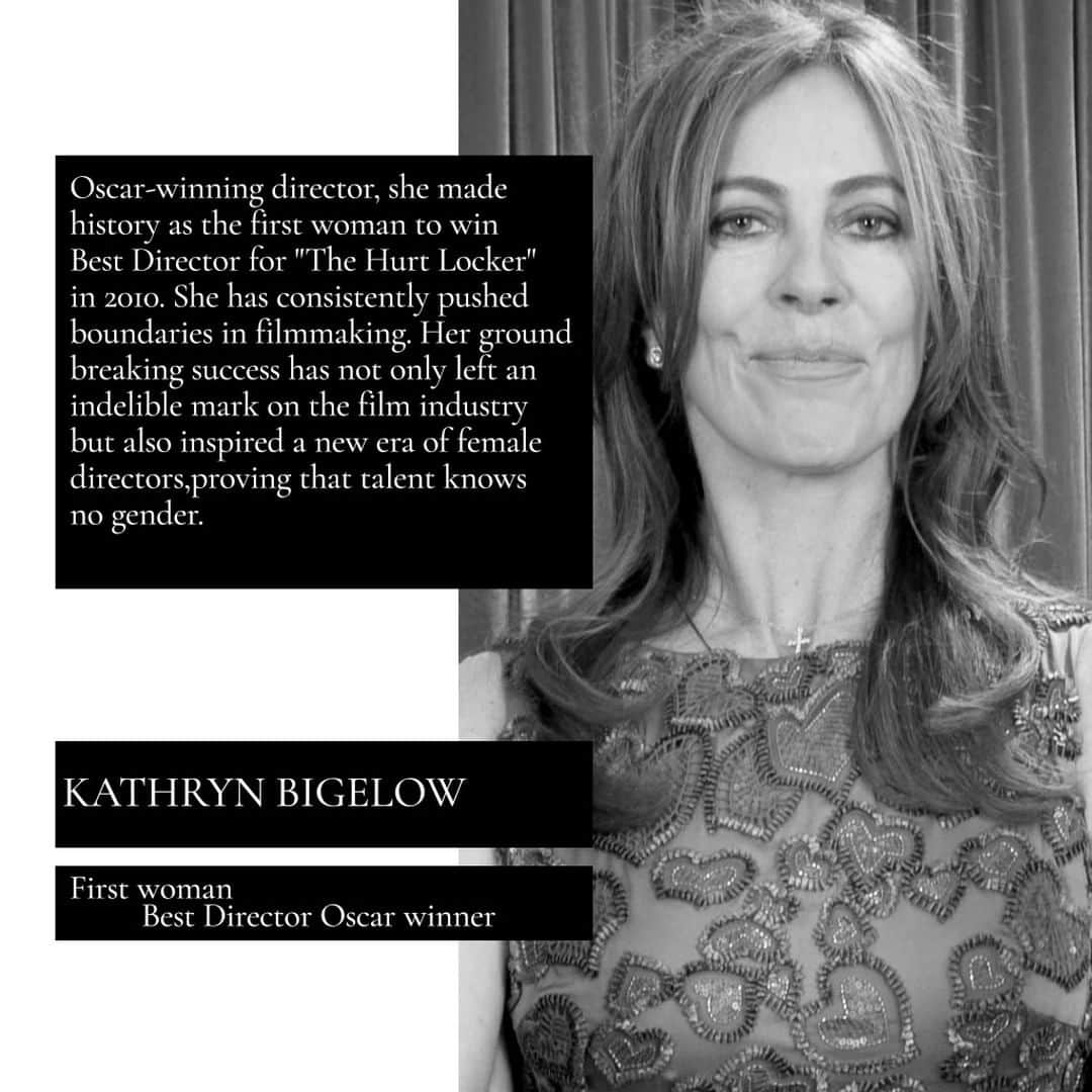 ベダ&カンパニーのインスタグラム：「Kathryn Bigelow, the first woman to win the Best Director Oscar, has left an indelible mark on the film industry. Her groundbreaking work has inspired a new era for female directors, proving that talent knows no gender. 🌟  Quote: "The world is not a cookie-cutter place; it's diverse and beautiful, and we all deserve to see that diversity on screen." - Kathryn Bigelow  Bedat & Cº proudly supports women who, like Bigelow, have made history and empowered future generations. 🎥✨ #bedatandco #womenofcharacter #glassceilingbreaker #KathrynBigelow #TrailblazingDirector #DiversityInFilm #WomenInCinema #glassceilingshattered #bedat」