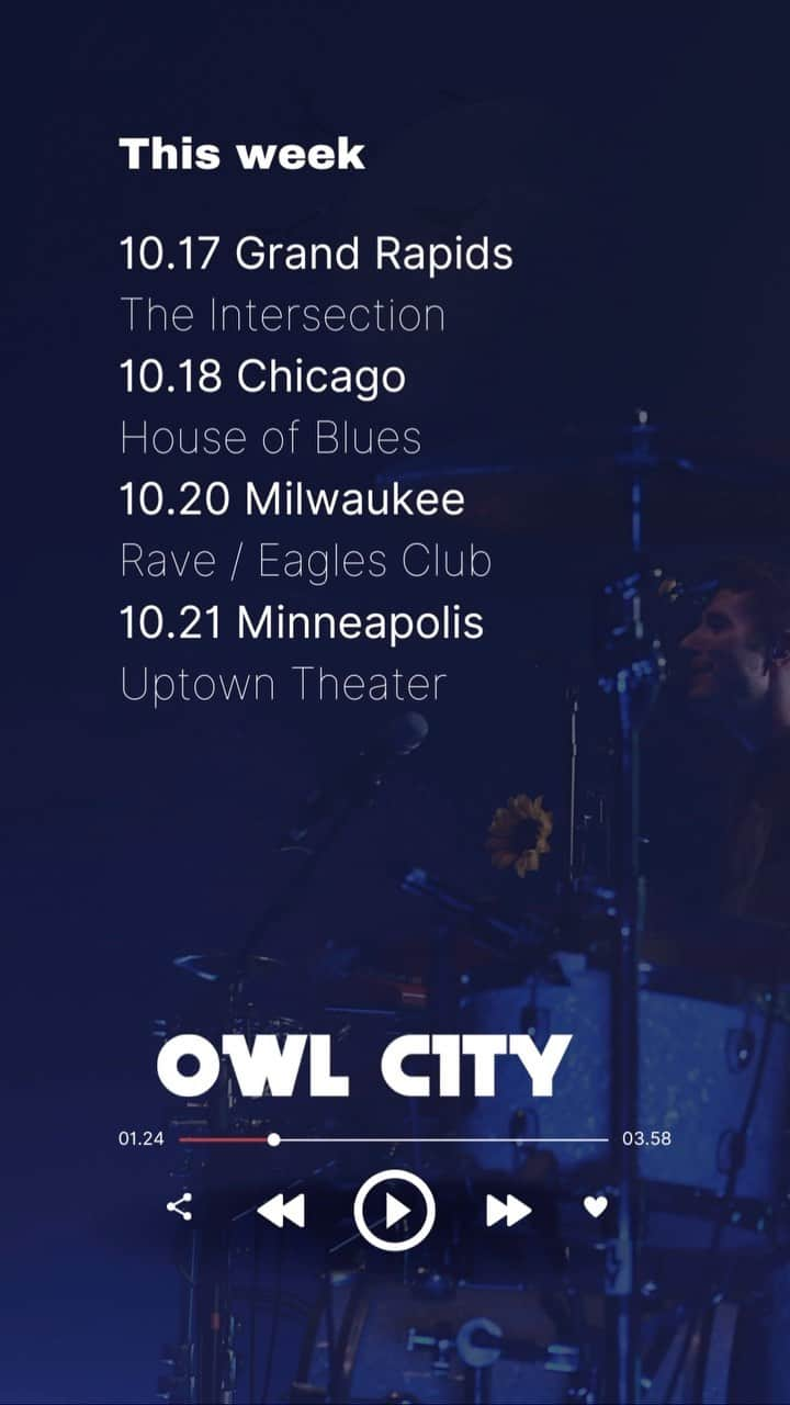 アウル・シティーのインスタグラム：「This is it! Where will I see you this week?   #owlcity #tothemoontour」