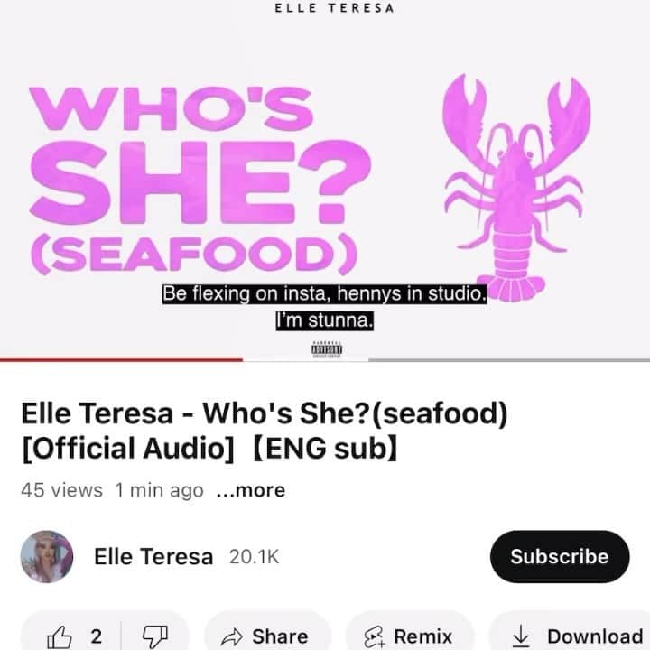 Elle Teresaのインスタグラム：「Who's She?(seafood) OUT NOW😰🎀  cover by @caulif.gp 🪄」