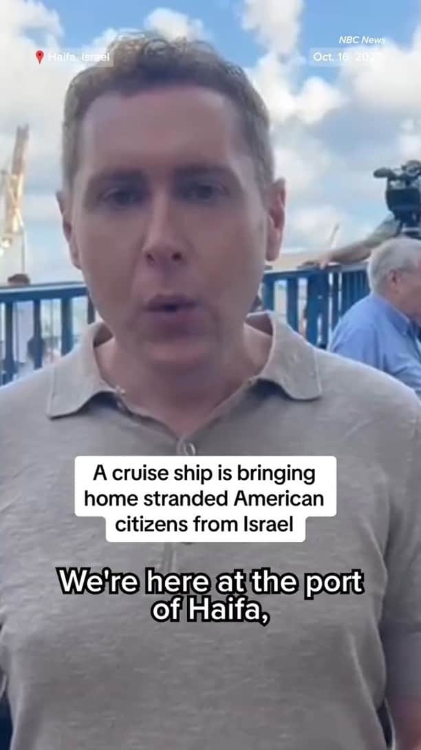 NBC Newsのインスタグラム：「NBC News' @joshjourno reports from Haifa in Israel where from a ship is bringing American citizens to Cyprus so they can fly back to the U.S.」