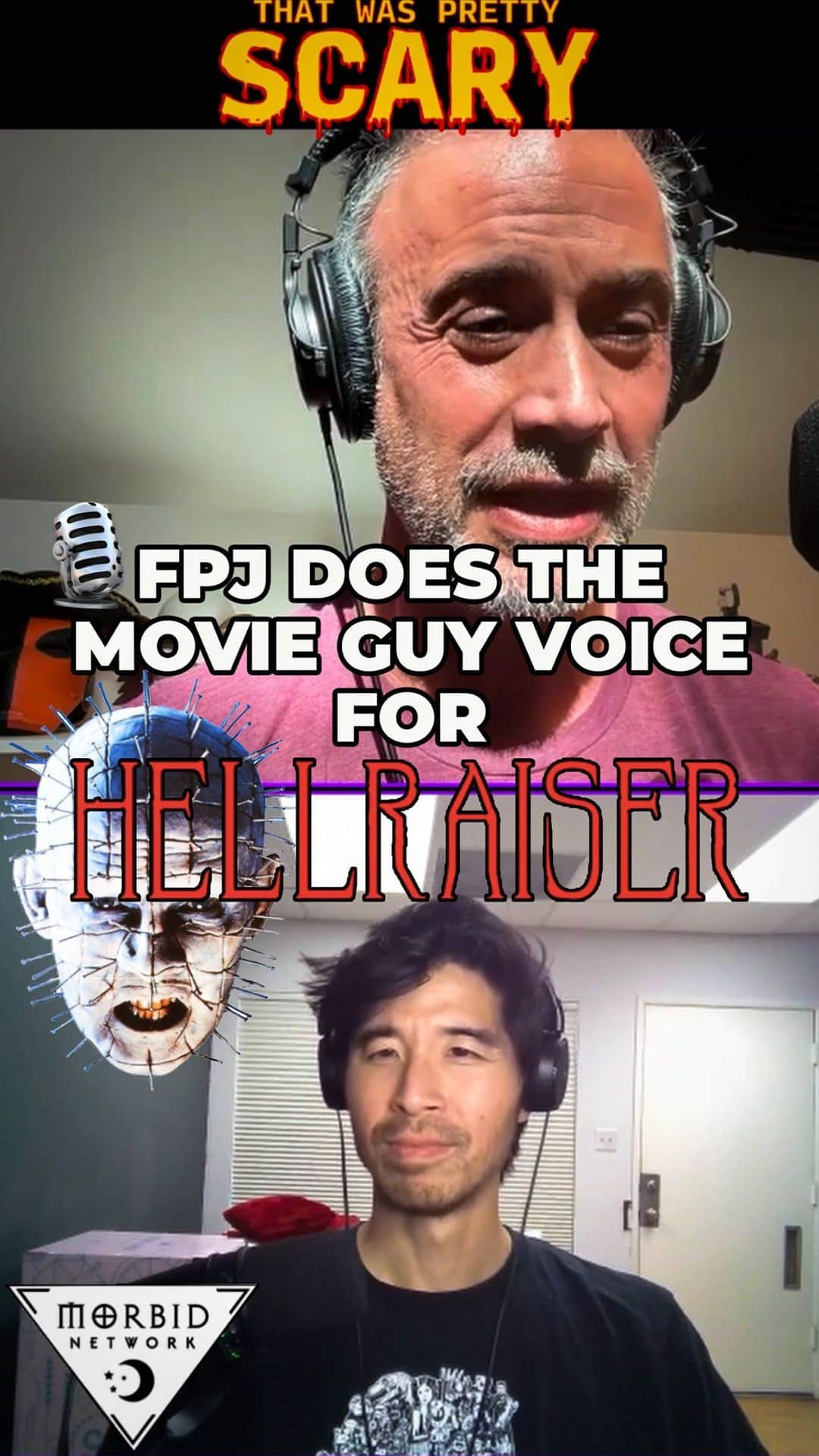 フレディ・プリンゼ・ジュニアのインスタグラム：「🎙️MOVIE GUY VOICE MONDAY!🎙️ This week on TWPS, FPJ & JLB are discussing Clive Barker’s 1987 flick HELLRAISER! As always FPJ kicks it off with the movie guy voice and also some notes for IMDb. 😆 FULL EPISODE AVAILABLE ON WEDNESDAY!!  . . . . . #thatwasprettyscary #twps #horror #podcast #morbid #wondery #hellraiser #clivebarker #pinhead #monday #spookyseason #80s」