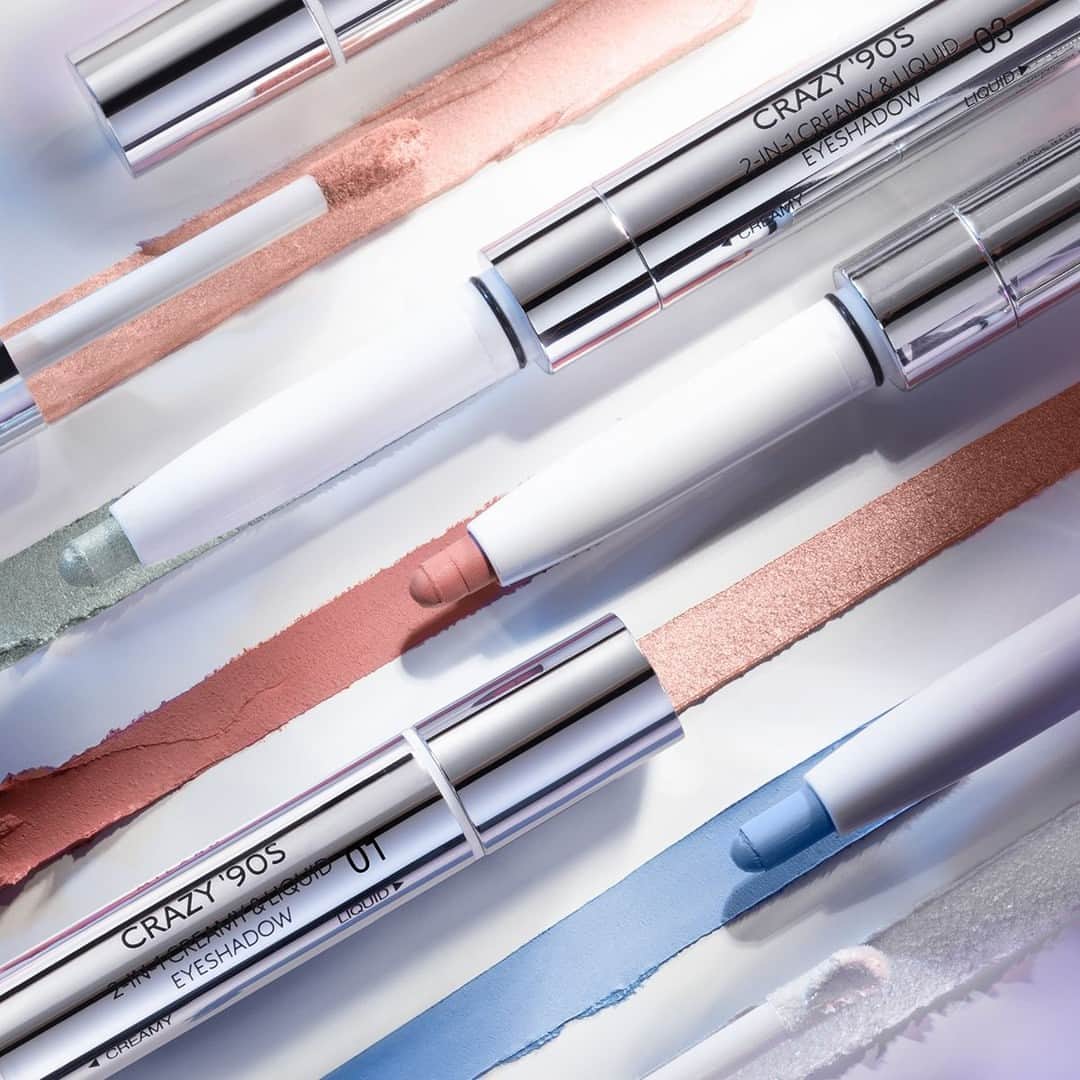 KIKO MILANOのインスタグラム：「Pure Class, Frosty Sight or You Go, Girl? Which of our new #KIKOCrazy90s 2-In-1 Creamy & Liquid Eyeshadow shades will you pick to make your eyes pop? 💿✨ ⁣ ⁣ Shades 01, 02, 03」