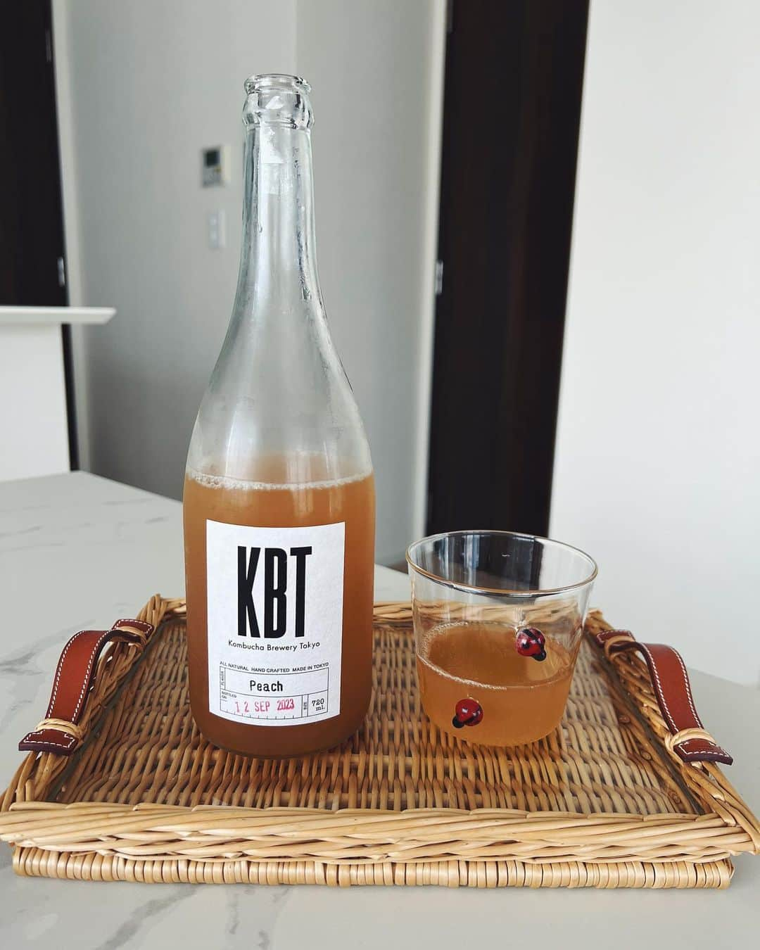 Risako Yamamotoのインスタグラム：「kombucha♥︎  何度かコンブチャは試してみたけど、炭酸が苦手な私はなかなか飲めるものがなくて… @hiroko_kojima.nailworks さんに頂いたコンブチャは炭酸感がなくて、美味しすぎて🥹  こんなにも美味しいコンブチャは初めて！♡ 美容健康に良いので毎日続けたいです🧡😉  美意識向上委員会の会長にも献上したいと思います🫶🏽✨  #kombucha #コンブチャ #healthylifestyle #slohasholic」